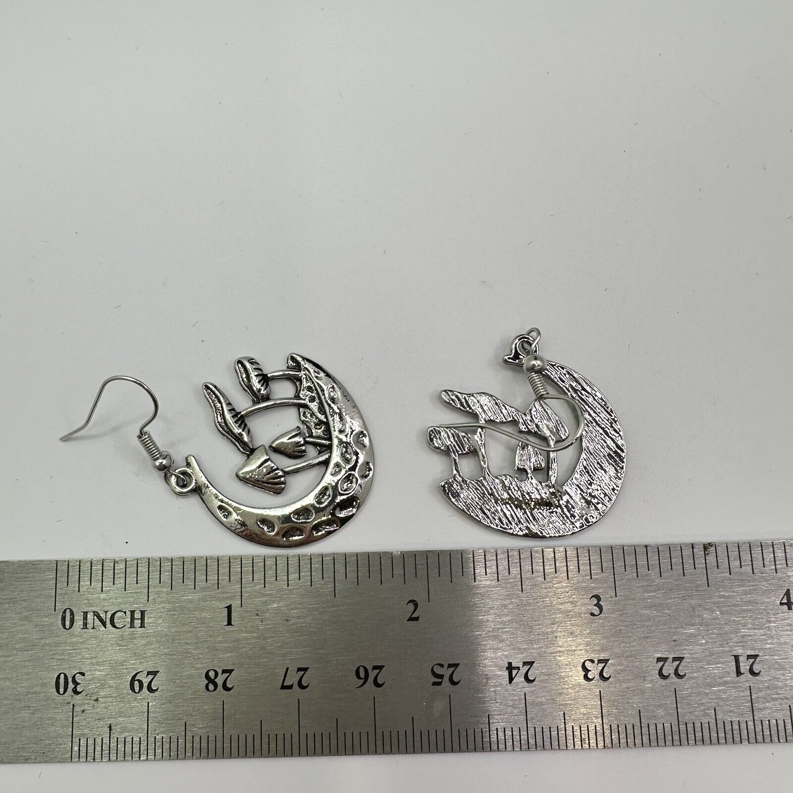 The Unbranded Brand Silver Tone Mushrooms Moon Dangling Hook Earrings New BOHO Size ONE SIZE - 5 Thumbnail