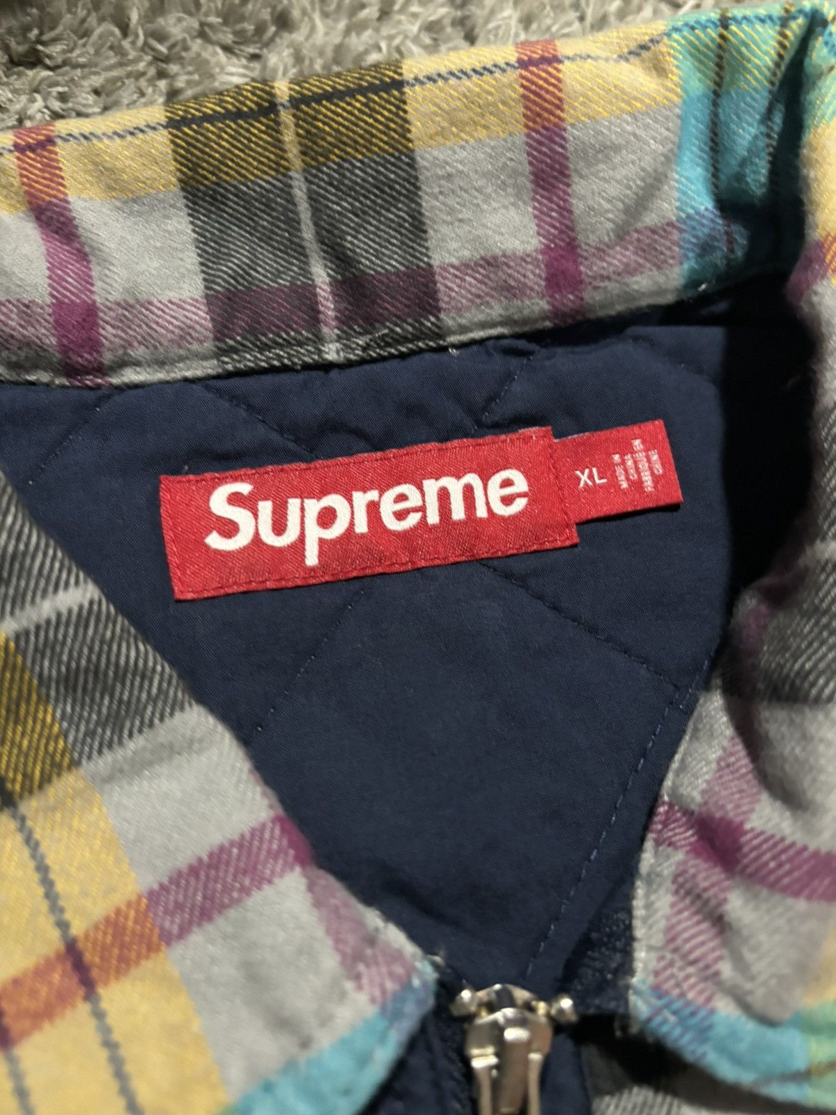 Supreme Supreme Multicolor Quilted Flannel Zip Up Size US XL / EU 56 / 4 - 5 Thumbnail