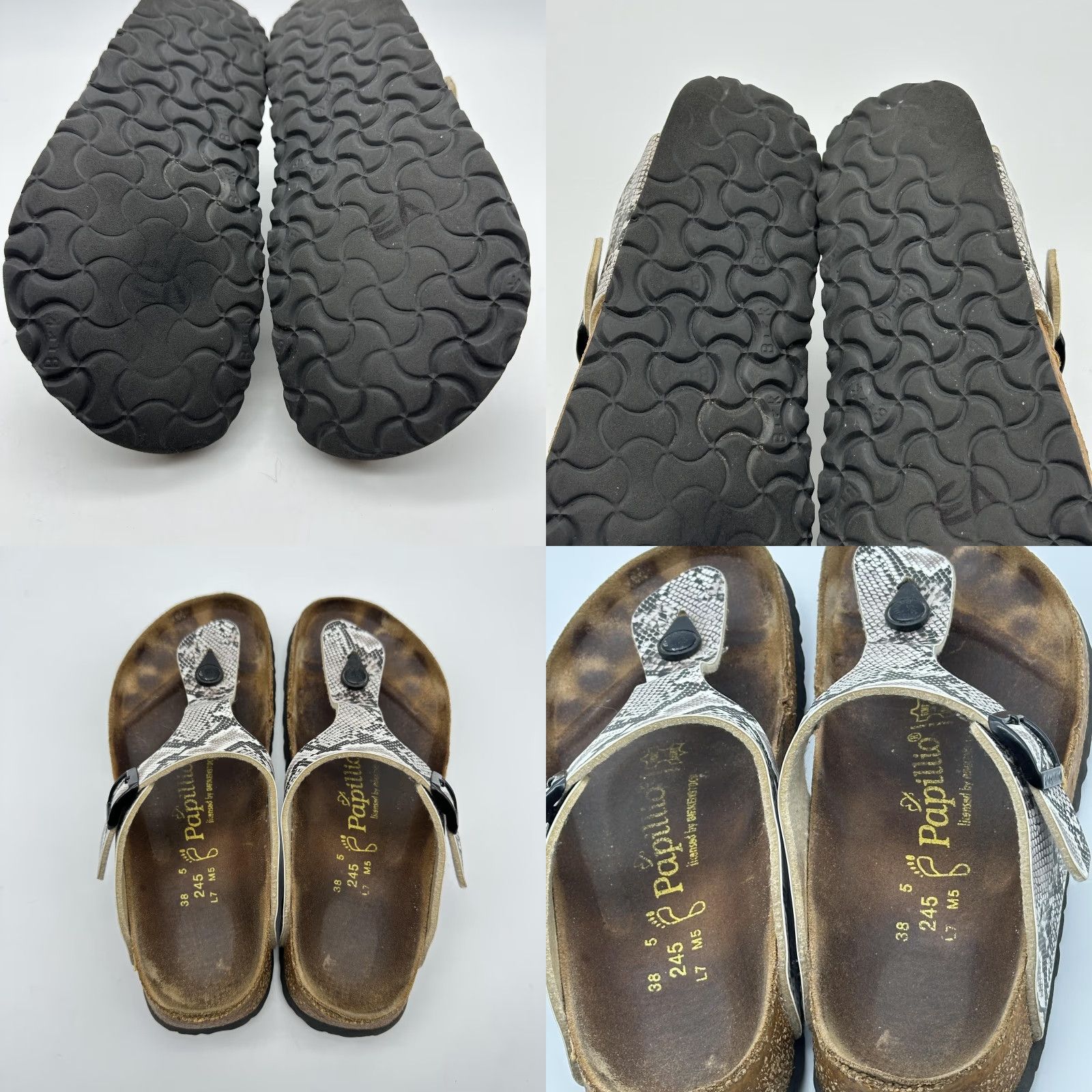 Birkenstock Birkenstock Papillio Gizeh Women's 7 EU38 Snakeskin Cork T Strap Sandals Size US 7 / IT 37 - 9 Thumbnail
