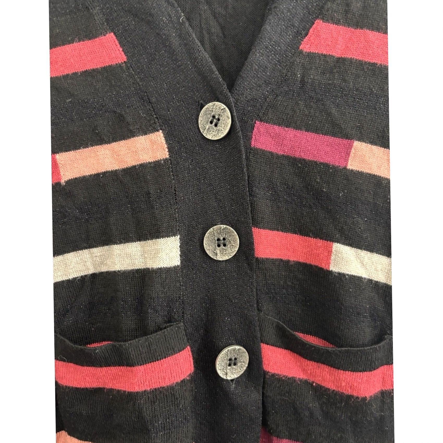 Vintage IODENA BARCELONA Cardigan Black Striped Knit Women Size XS Size XS / US 0-2 / IT 36-38 - 3 Thumbnail
