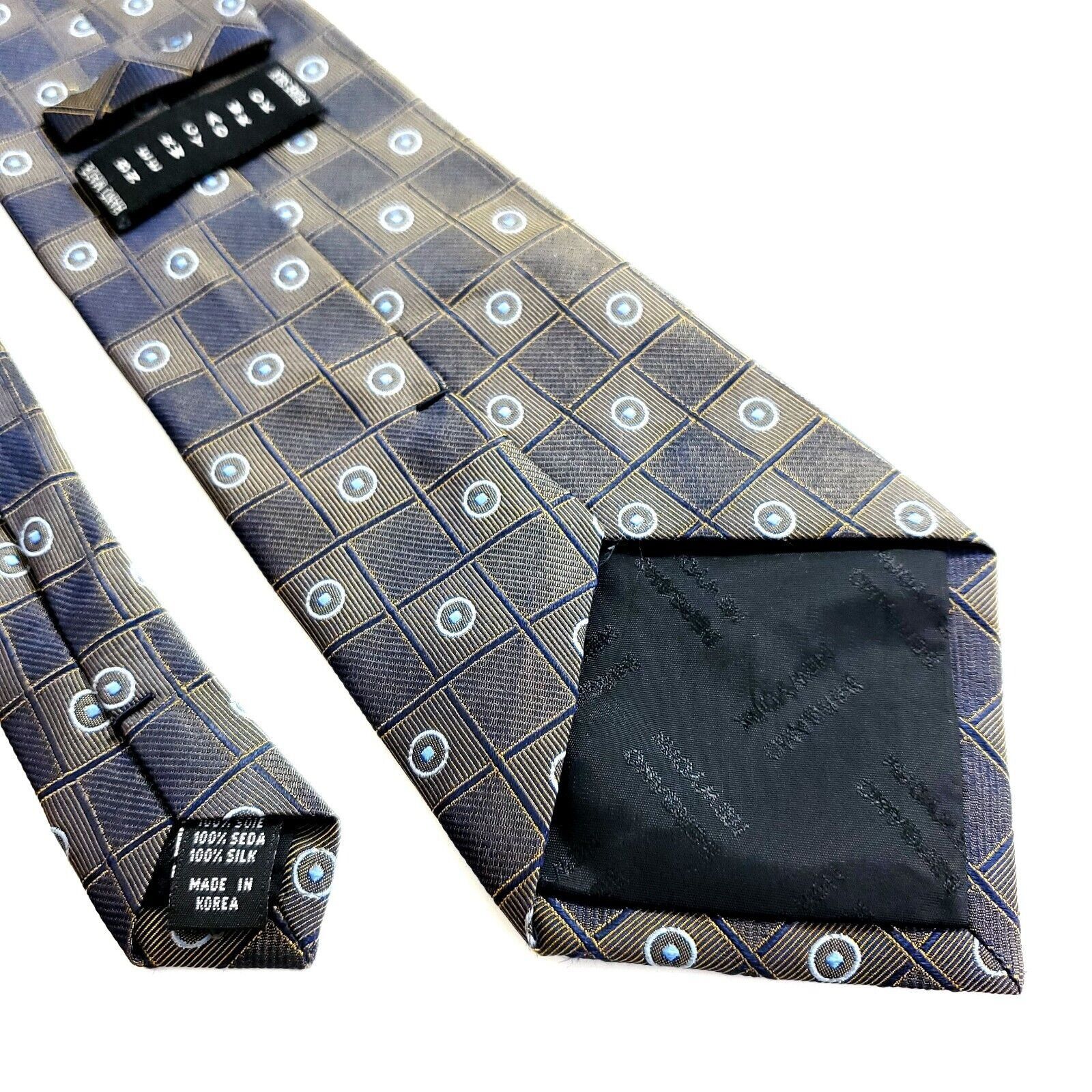 Bergamo New York Bergamo New York Woven Brown Blue Geometric Wide Silk Tie Size ONE SIZE - 5 Thumbnail