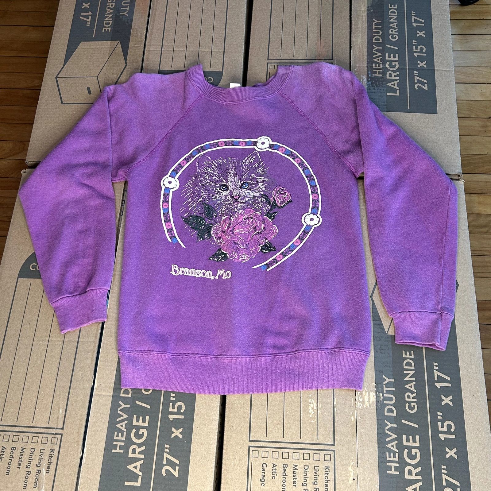 Hanes Vintage Purple Kitten Sweatshirt Large Size US L / EU 52-54 / 3 - 1 Thumbnail
