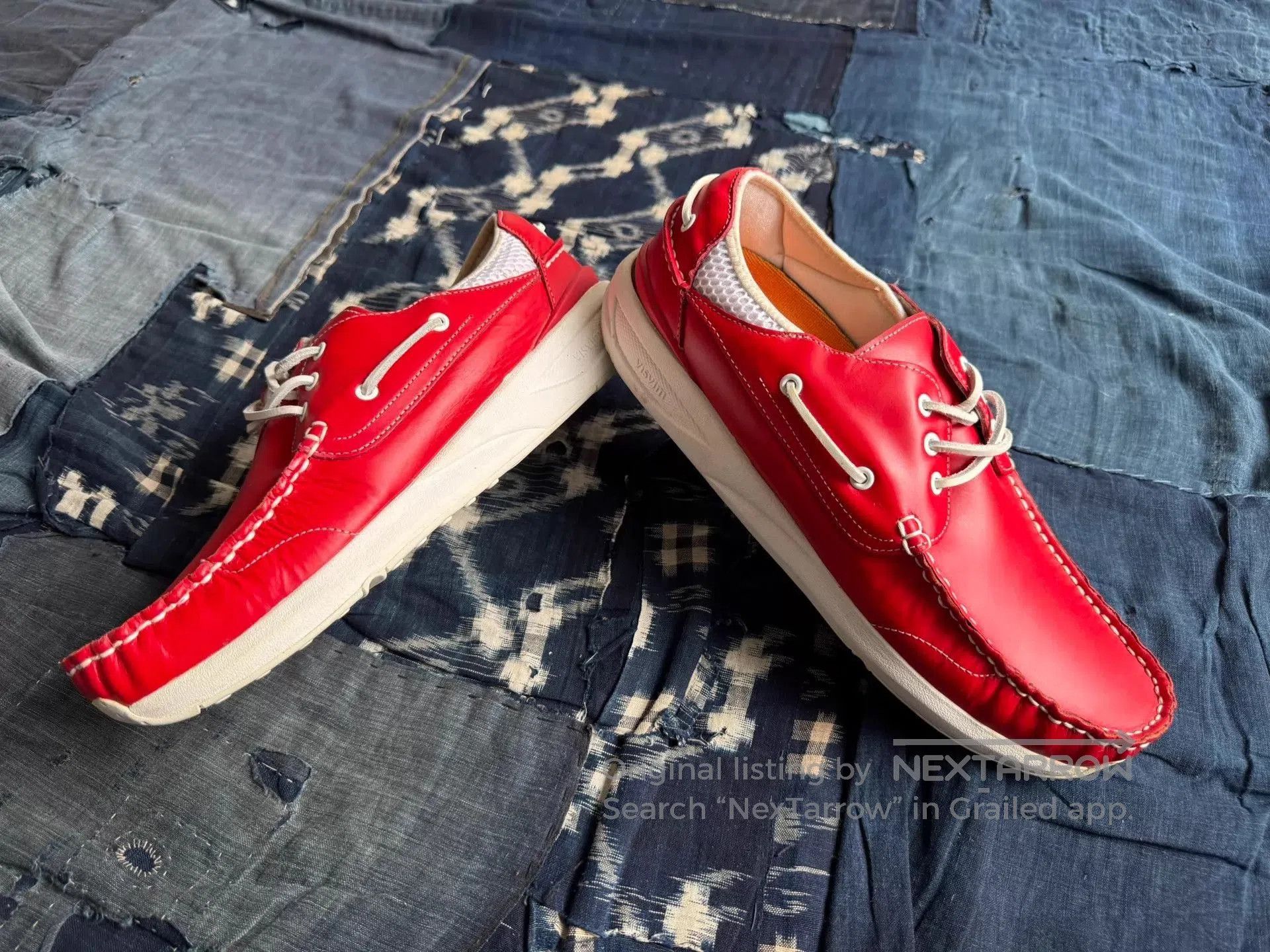 Visvim Red Leather Lace-Up Casual Shoes Size 11. Size US 11 / EU 44 - 1 Thumbnail