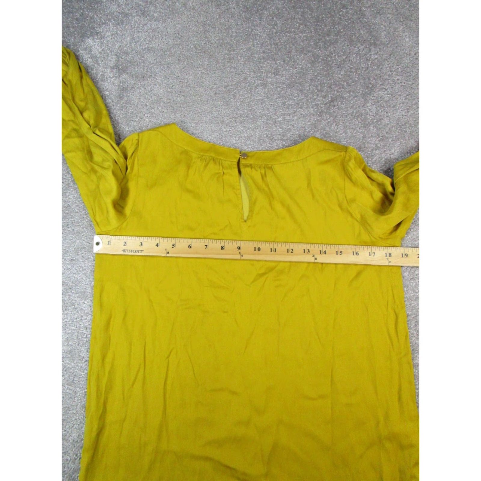 Loft Loft Shirt XS Petite Womens Yellow Satin Top Blouse Round Neck Long Sleeve Button Knit Polyester Satin Basic 90s? Size XS / US 0-2 / IT 36-38 - 6 Thumbnail