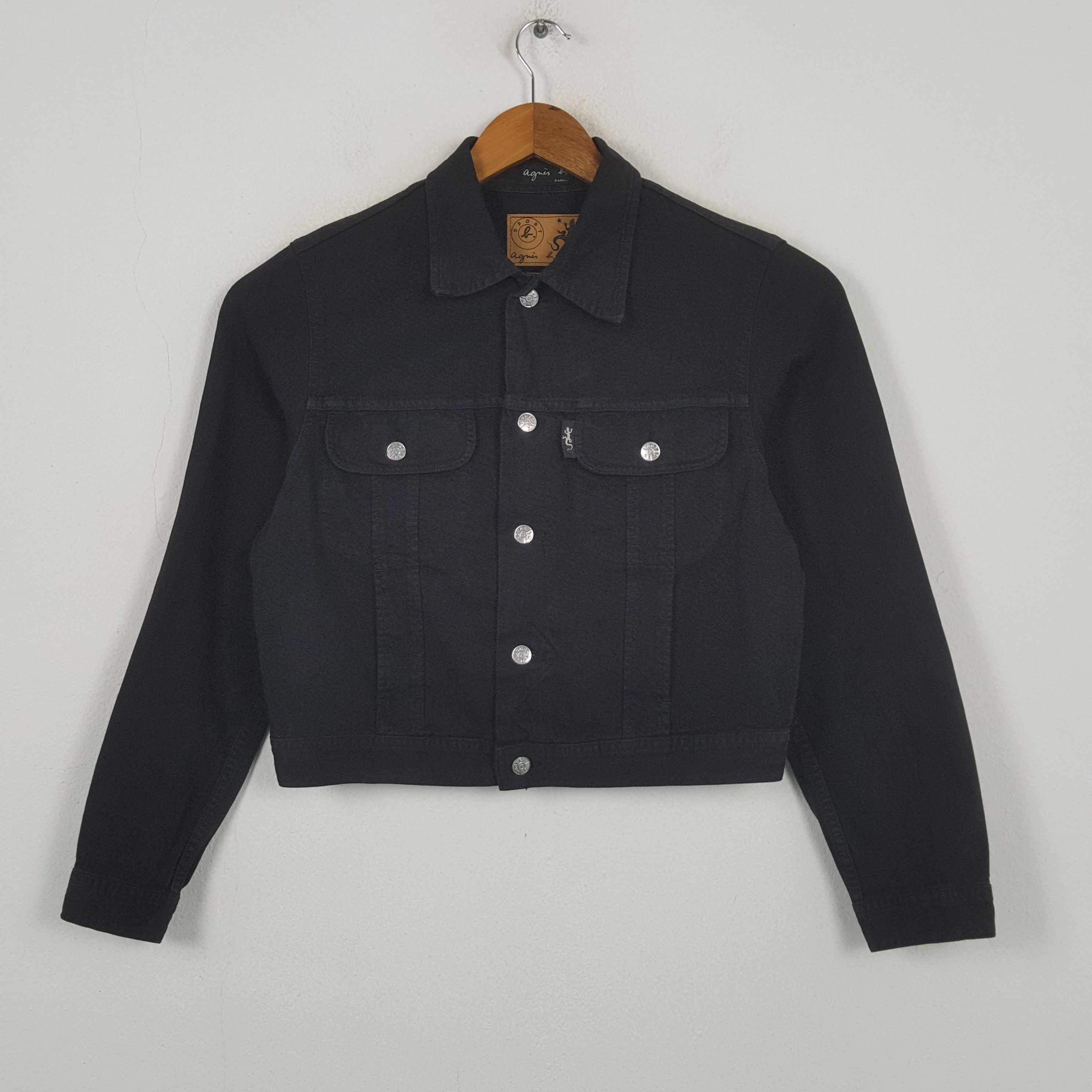 agnes b. Vintage Agnes b. Jean Black Denim Woman's Jacket RR6 Size S / US 4 / IT 40 - 1 Thumbnail