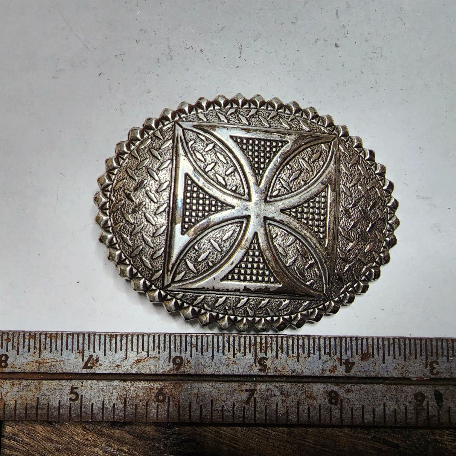 Vintage VINTAGE Crumrine Classic Cross Western Cowboy Belt Buckle 1980s Silver Unisex Size ONE SIZE - 3 Thumbnail