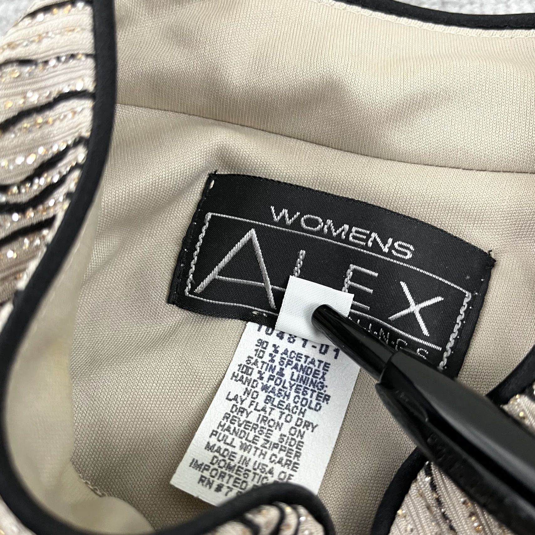 Alex Evenings VINTAGE Alex Evenings Blazer Jacket Womens Size 1X Brown Striped Sparkly Faux Diamond Full Zip Party Casual Workwear Size XL / US 12-14 / IT 48-50 - 3 Thumbnail