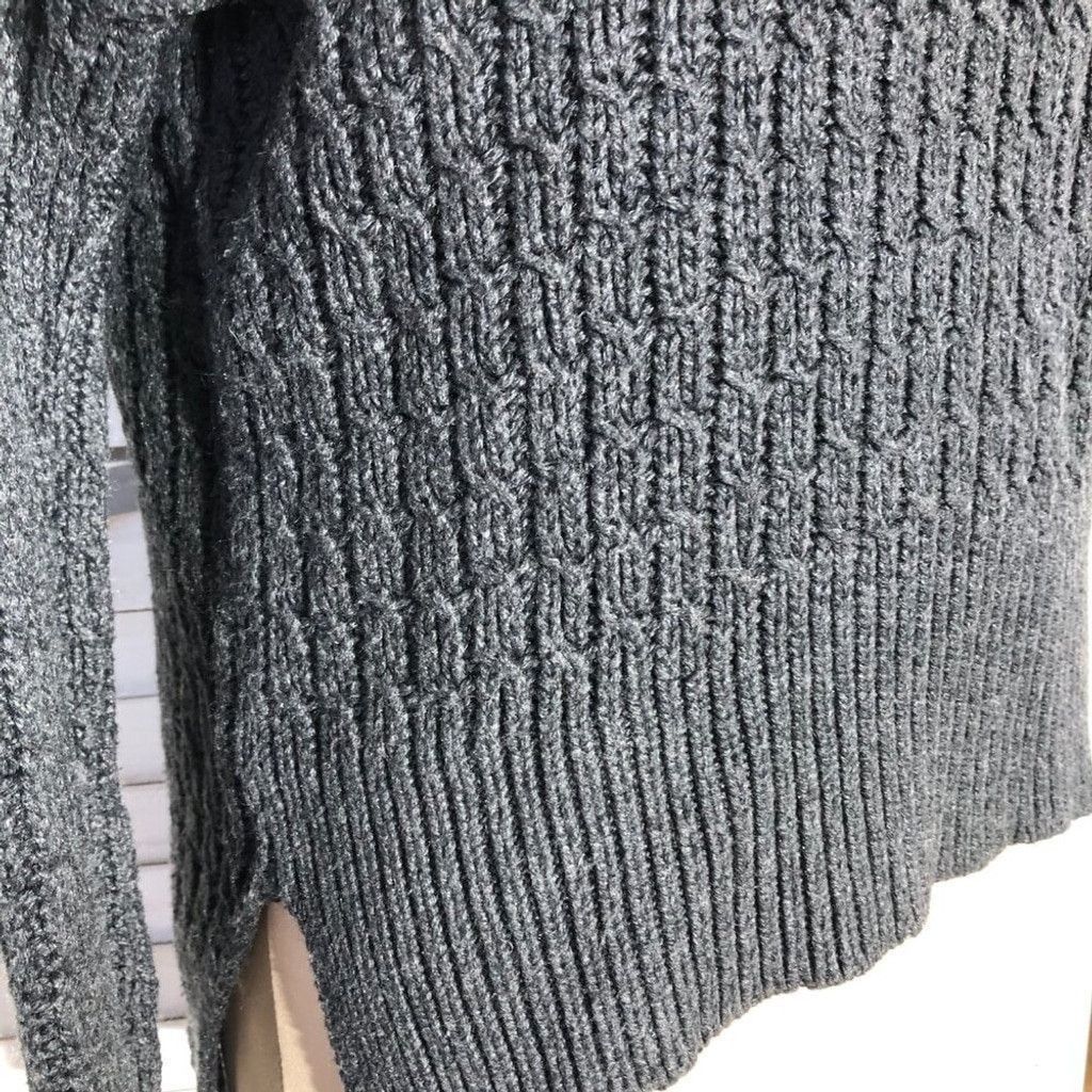 Loft Loft cotton asymmetrical sweater mock neck gray cable knit M Size L / US 10 / IT 46 - 11 Thumbnail