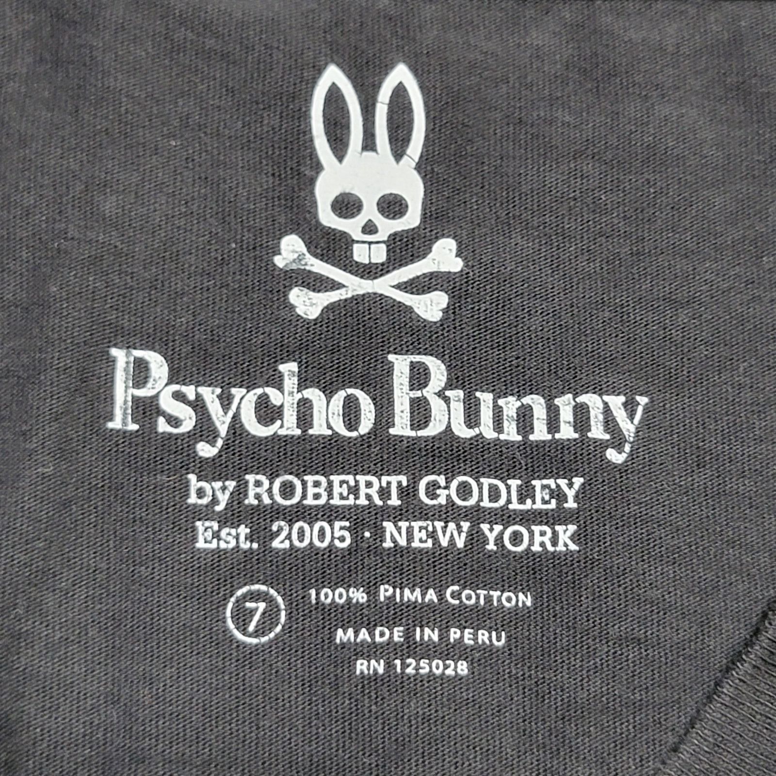 Psycho Bunny Psycho Bunny Black V-Neck Unisex Tee - Size 7 (Large) Size US L / EU 52-54 / 3 - 5 Thumbnail