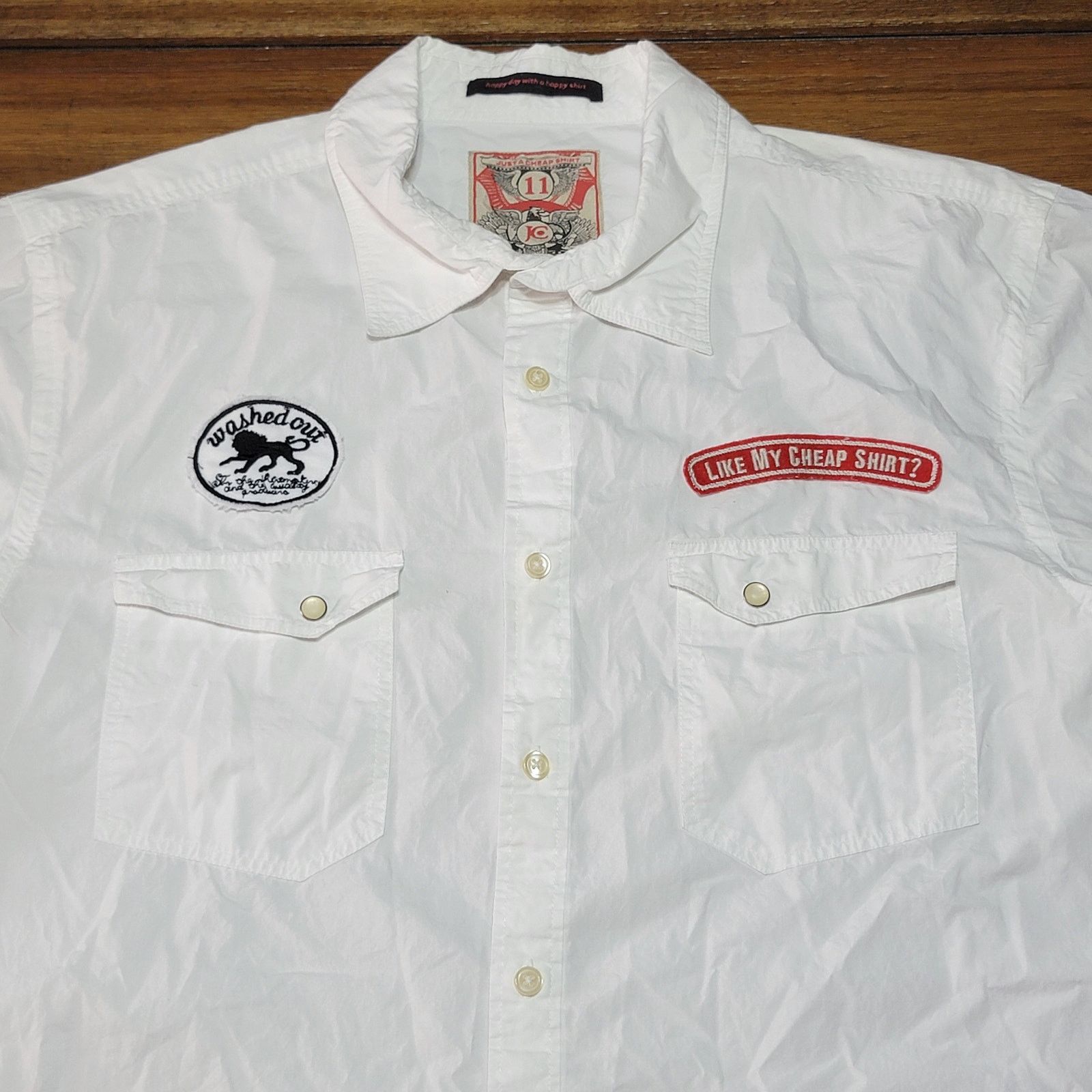 Other Just A Cheap Shirt White Full Button w/ Patches - Size XXL* Size US XXL / EU 58 / 5 - 2 Thumbnail
