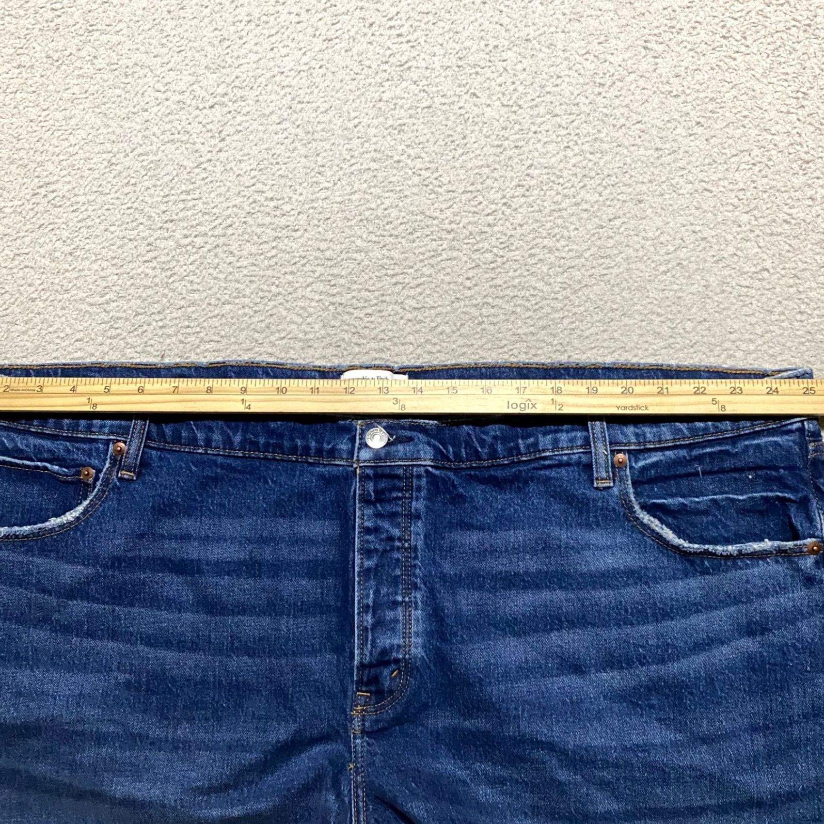 Abercrombie & Fitch Abercrombie & Fitch Womens Plus Jean Shorts Blue Denim High Rise Cut-Off 5-Pocket Logo Button Stretch Casual Summer 24 Mens? Size 42" / US 20 - 7 Thumbnail