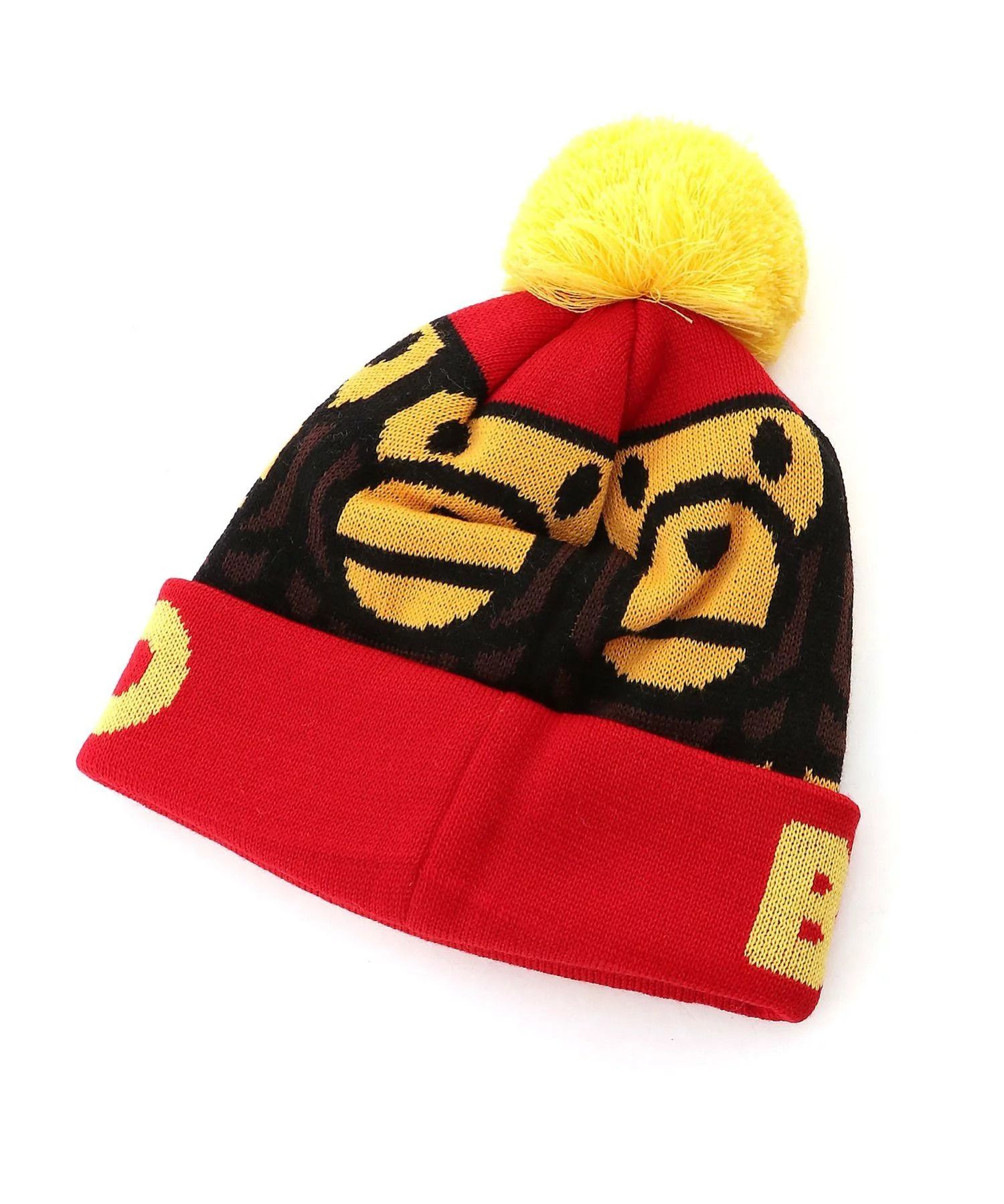 Bape Bape APE BABY QUARE MILO POM POM KNIT CAP Beanie Kids Size ONE SIZE - 2 Thumbnail