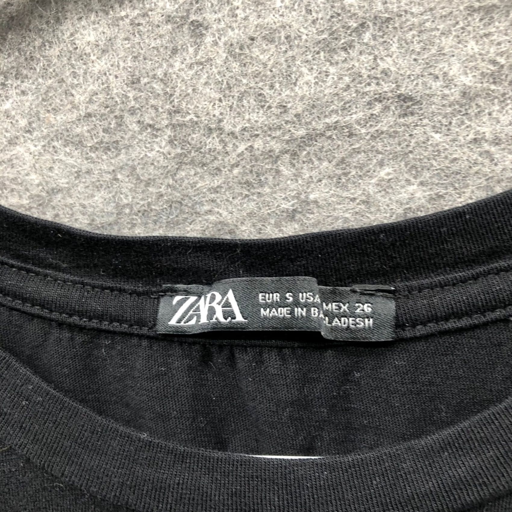 Zara Zara Ruffle Hem Cropped Tee Womens S Black Short Sleeve Crewneck Shirt Size S / US 4 / IT 40 - 6 Thumbnail