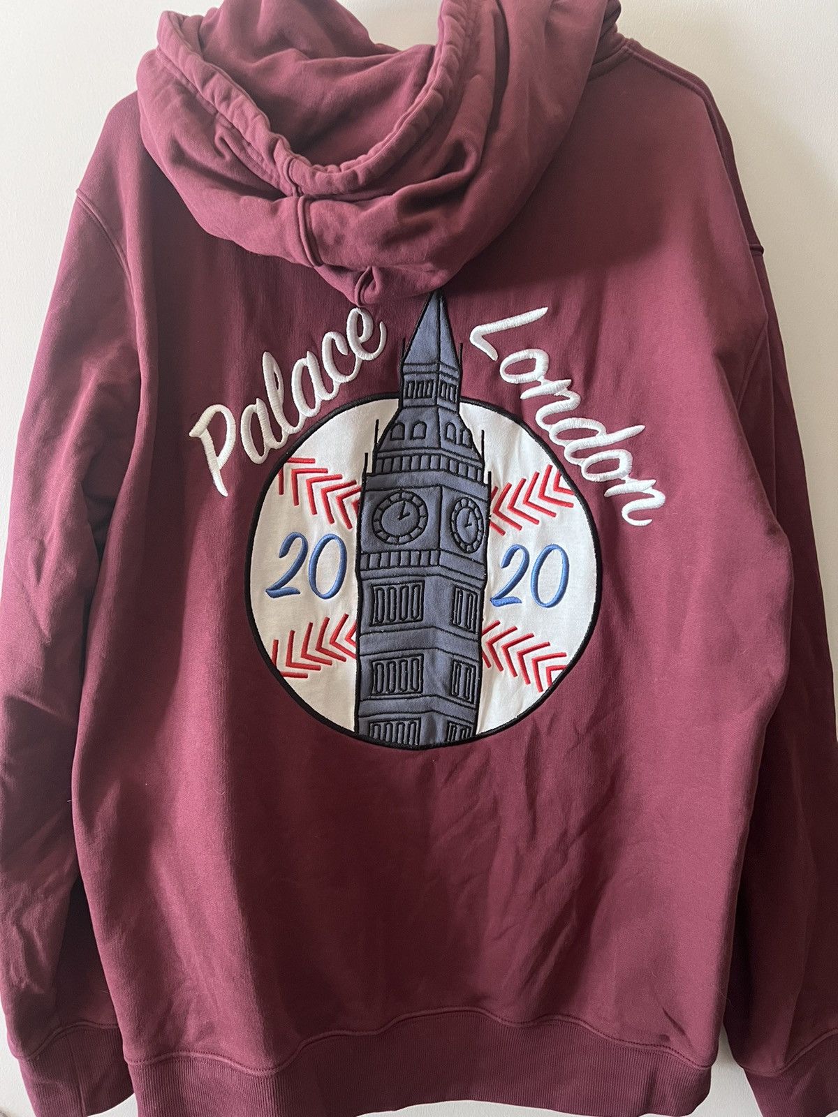 image of New Era London Baseball Hoodie in Burgundy, Men's (Size Large)