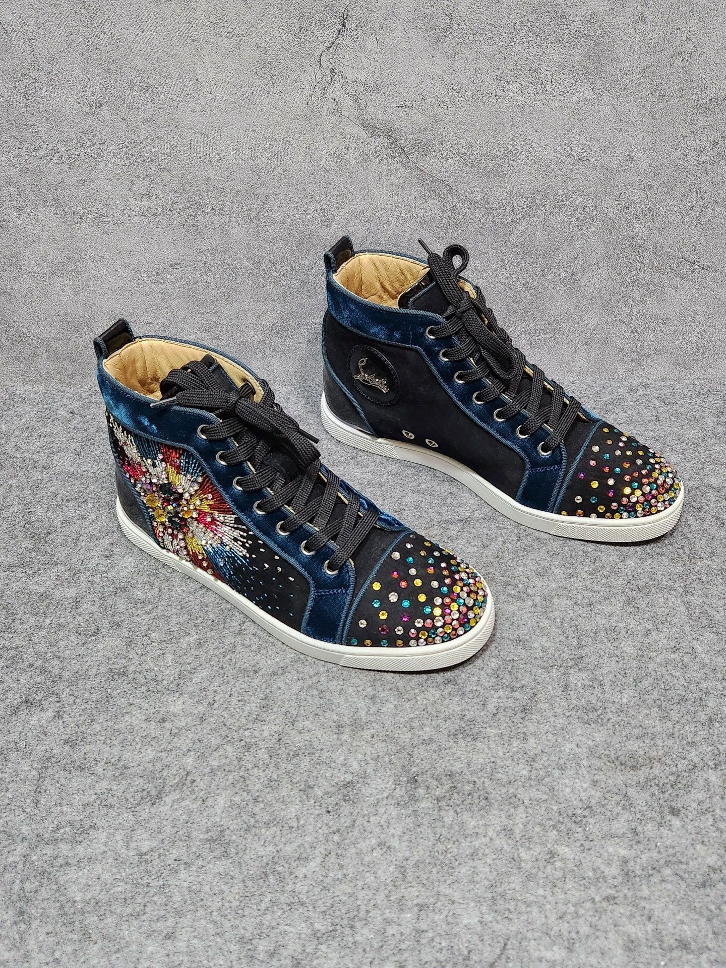 Christian Louboutin Christian Louboutin CL black suede high-top sneakers Size US 7 / IT 37 - 3 Thumbnail