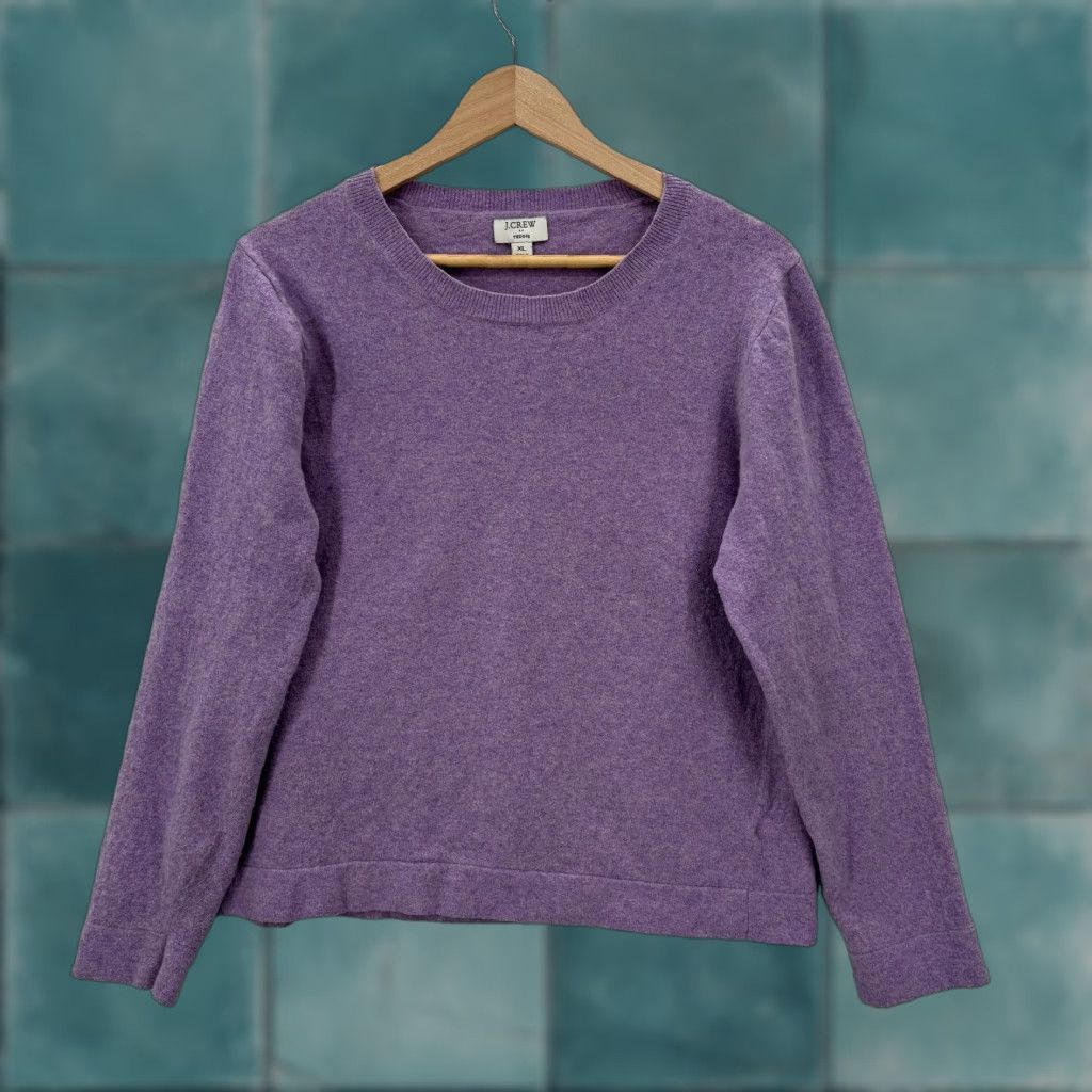J.Crew J.CREW Sweater Womens XL Purple Knit Pullover Crew Neck Raglan Sleeves Tight-Knit Cotton Wool Polyamide Classic Casual Turtleneck? Size XL / US 12-14 / IT 48-50 - 1 Thumbnail