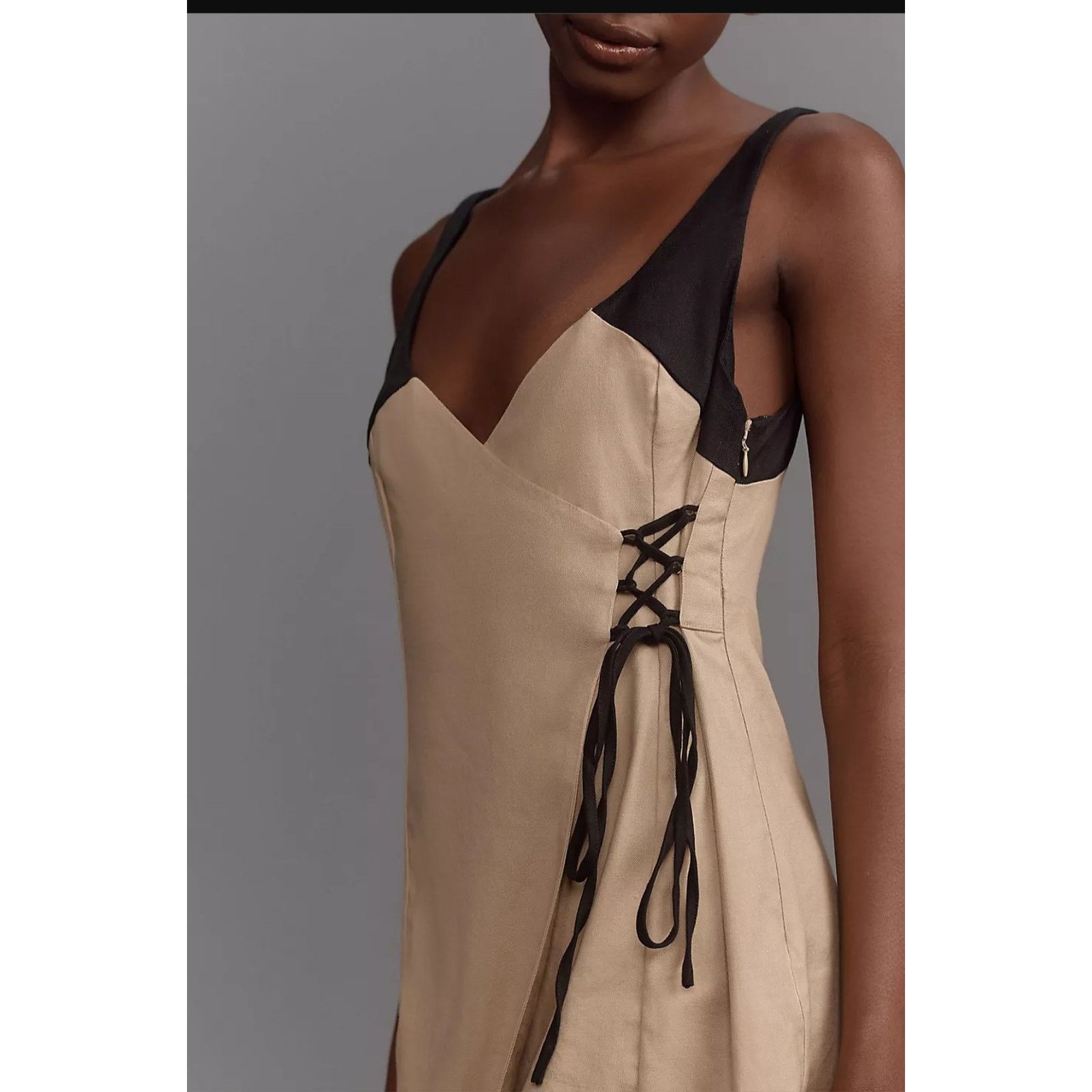 Anthropologie NWT Sleeveless Linen Wrap Mini Dress $168 SIZE 12 Gold Size XL / US 12-14 / IT 48-50 - 2 Thumbnail