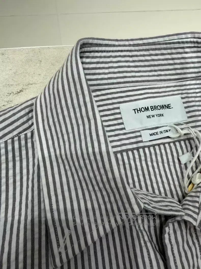 Thom Browne Thom Browne Short-sleeve shirt with grey and white fine st Size US M / EU 48-50 / 2 - 9 Thumbnail