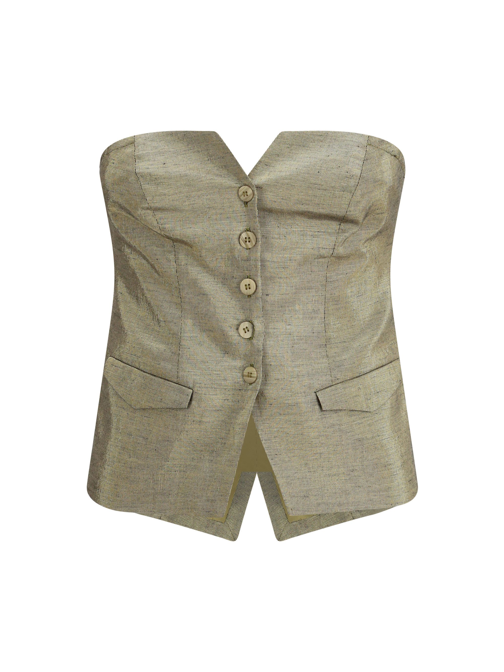 forte_forte Lurex Linen Bustier Top with front button closure Size S / US 4 / IT 40 - 1 Thumbnail