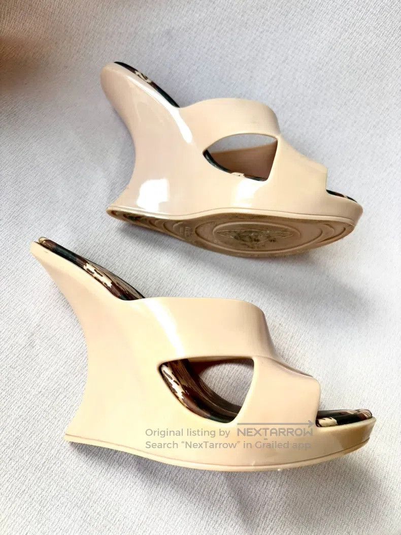Vivienne Westwood Vivienne Westwood Beige asymmetric wedge high-heeled sanda Size US 4.5 / IT 34.5 - 2 Thumbnail