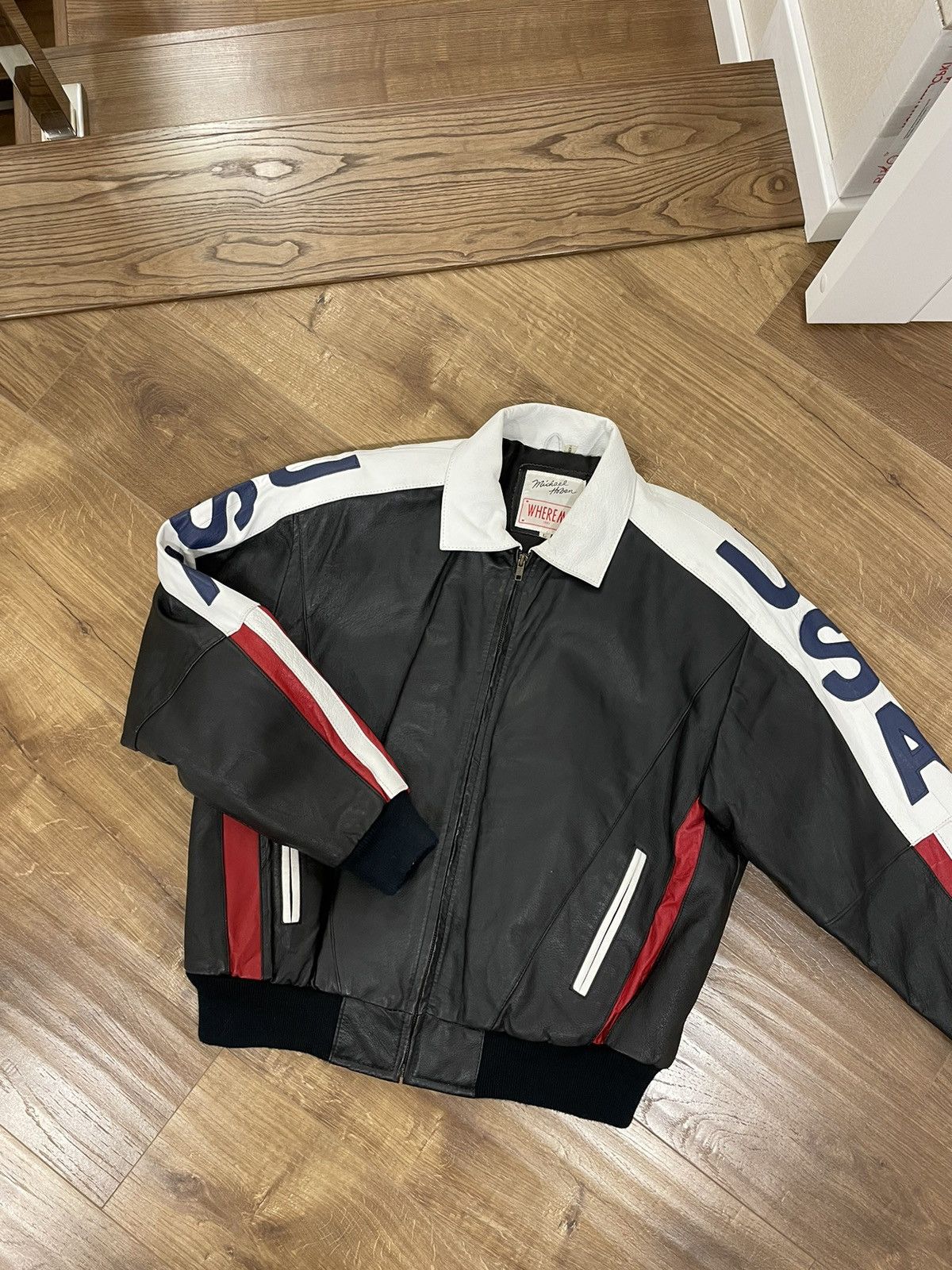 Genuine Leather Vintage USA Flag Top Gun Genuine Leather Pilot Bomber Jacket Size US L / EU 52-54 / 3 - 3 Thumbnail