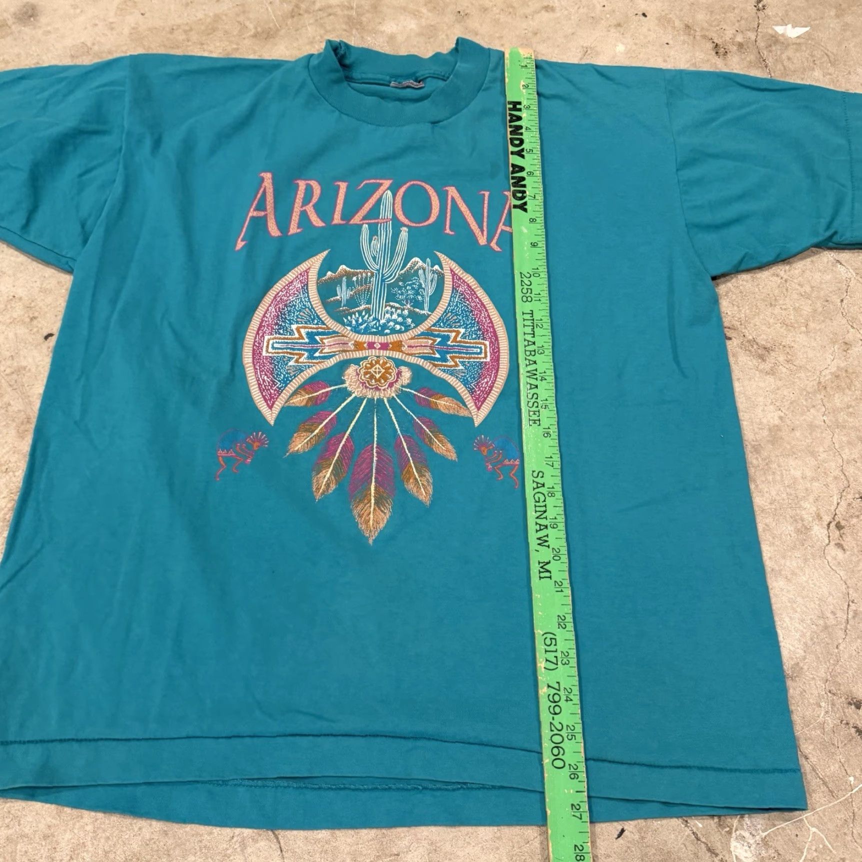 Vintage VINTAGE Arizona Tribal Feathers Mens XL Blue Single Stitch T-Shirt Size US XL / EU 56 / 4 - 7 Thumbnail