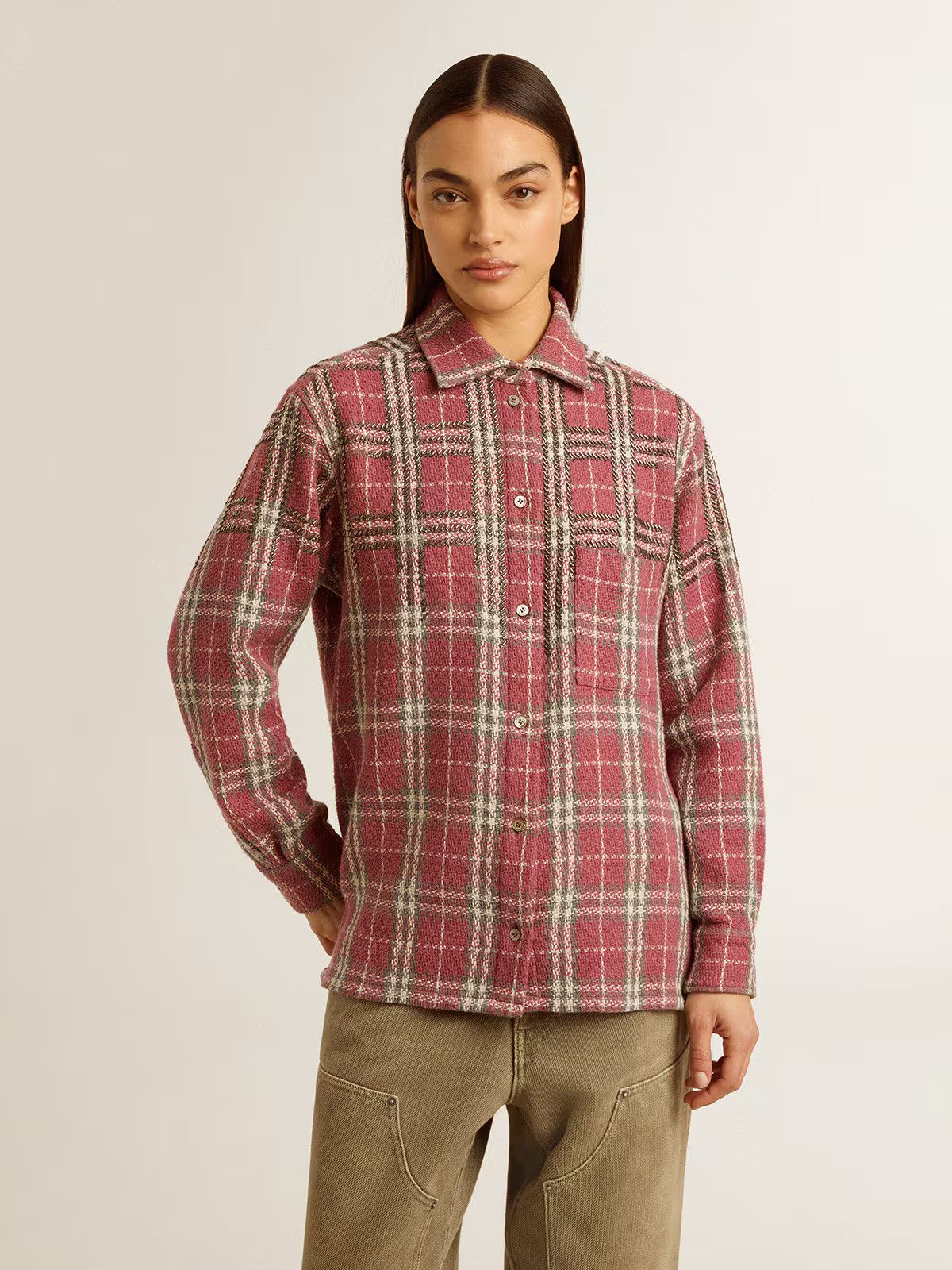 Golden Goose o1s22i1n1224 Tweed Over Shirt in Multicolor Size L / US 10 / IT 46 - 3 Thumbnail
