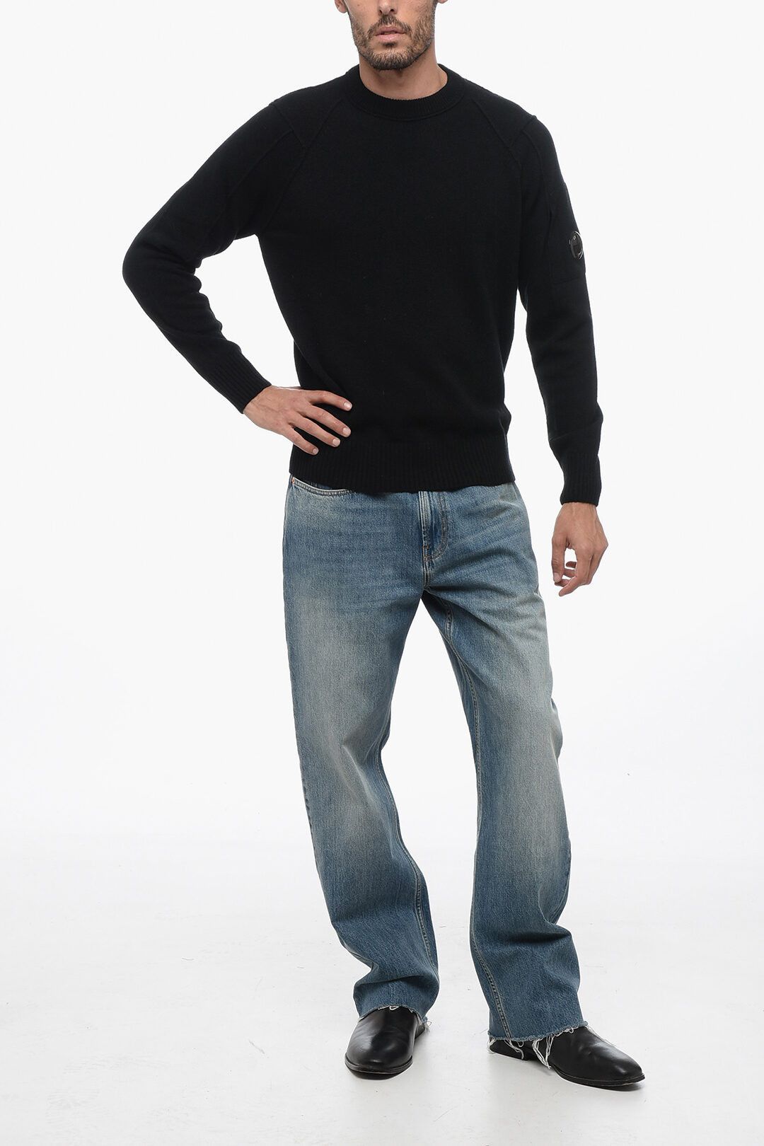 C.P. Company og1mm1024 Wool Sea Island Sweater in Black Size US M / EU 48-50 / 2 - 4 Thumbnail