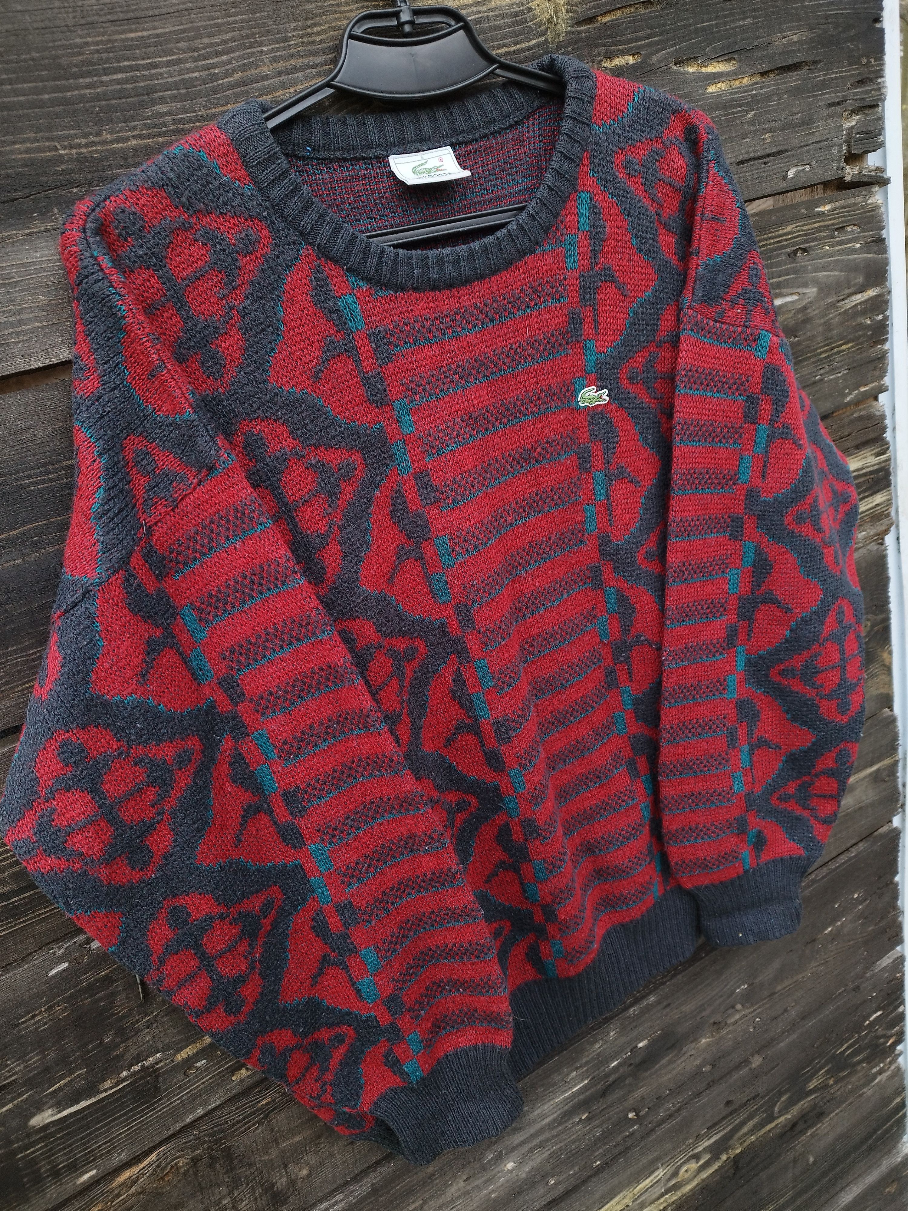 Lacoste Vintage Lacoste Wool Knit Sweater Geometric Pattern sz 6 Size US XL / EU 56 / 4 - 2 Thumbnail