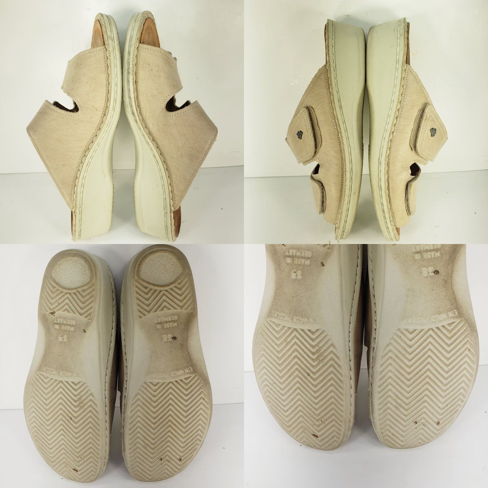Vintage Finn Comfort Sandal Women Slide Sansibar 7.5D Wide 38 Beige Leather Hook & Loop Arch Support Slip Resistant Casual Travel Summer Size US 8 / IT 38 - 8 Thumbnail