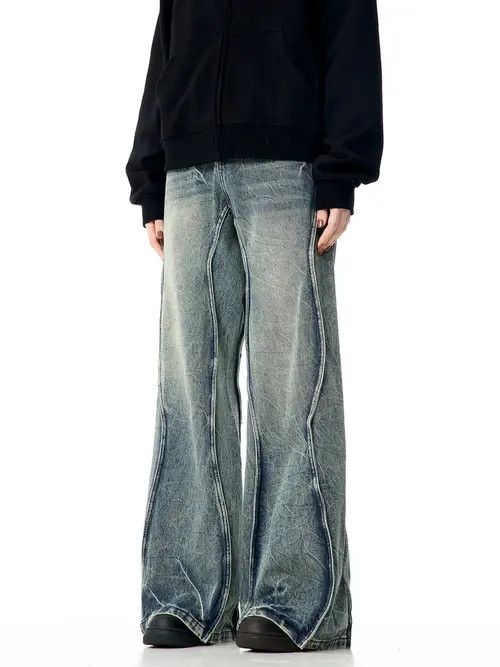 Jean Miyauchi x Miki Baggy Embroidered Wide Leg Denim Jeans Size US 30 / EU 46 - 8 Thumbnail