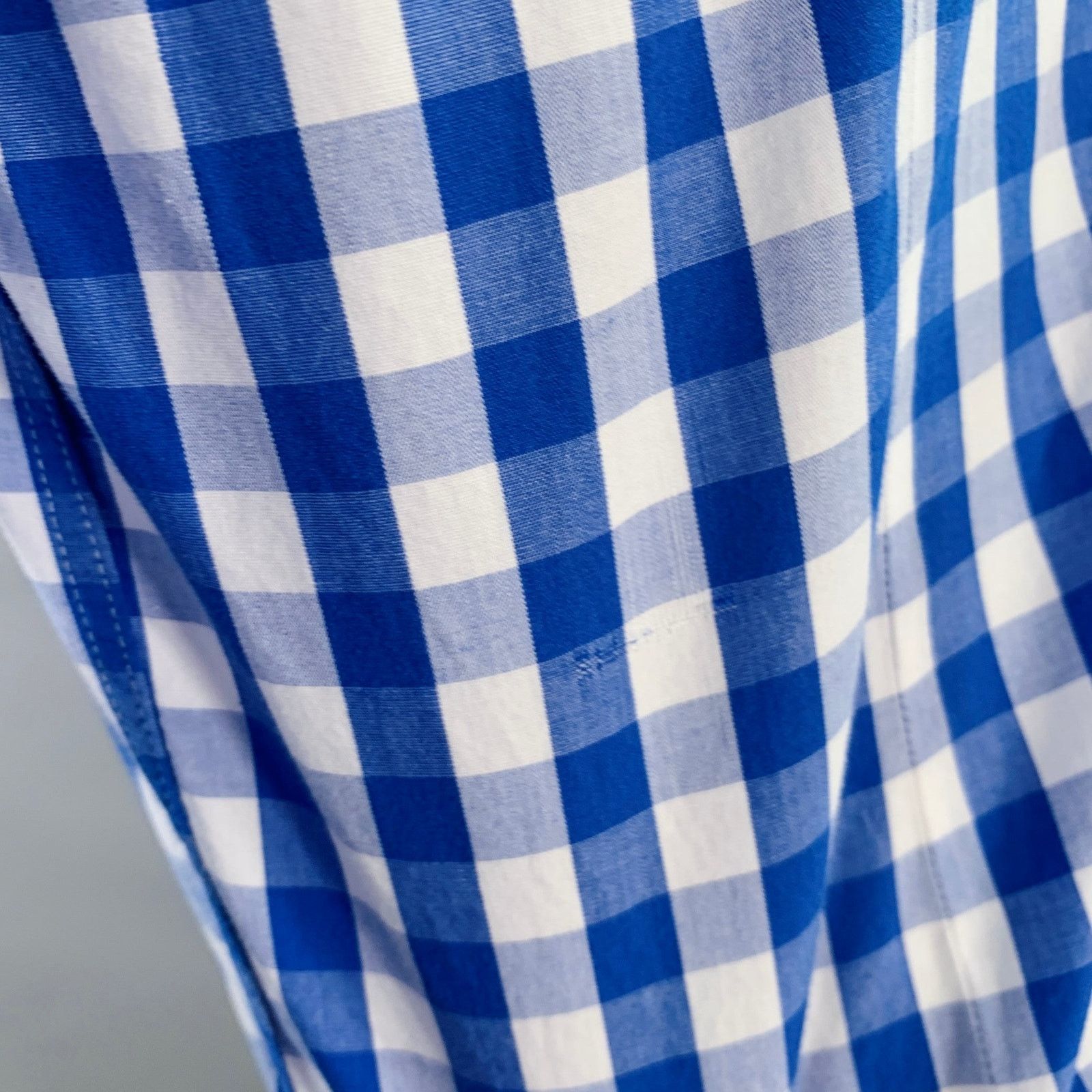 Eredipisano Blue White Checkered Cotton Spread Collar Long Sleeve Shirt Size US S / EU 44-46 / 1 - 4 Thumbnail