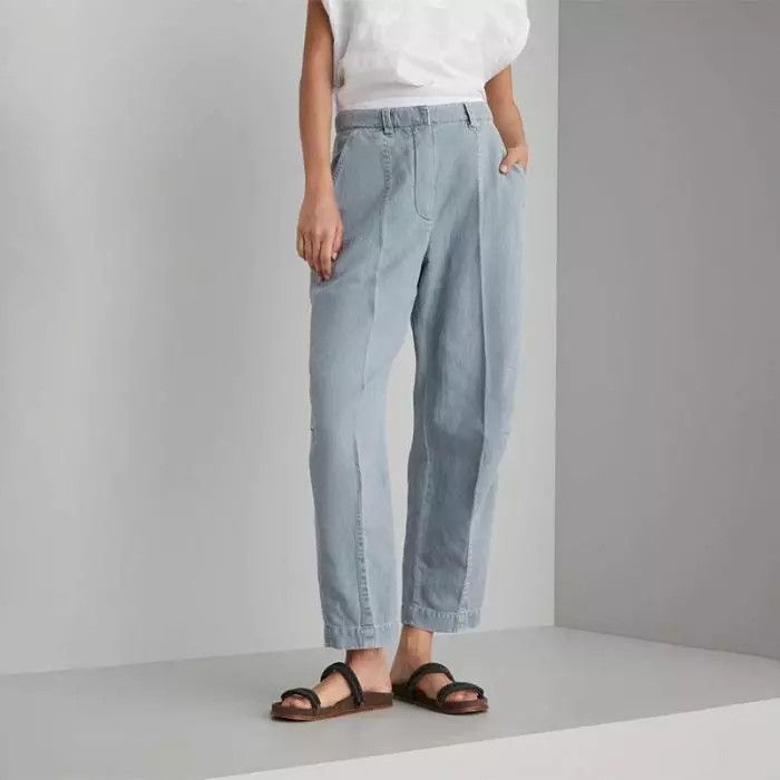 Brunello Cucinelli o1la1rc1a0425 Lady Dyed Pants in Powder Blue Size 26" / US 2 / IT 38 - 1 Thumbnail