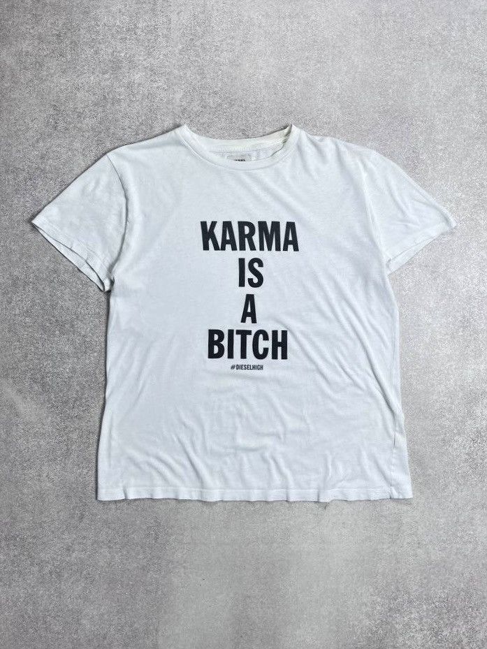 Diesel × Vintage Vintage Diesel Karma Is A Bitch Boxy T-shirt M Y2K Size US M / EU 48-50 / 2 - 1 Thumbnail