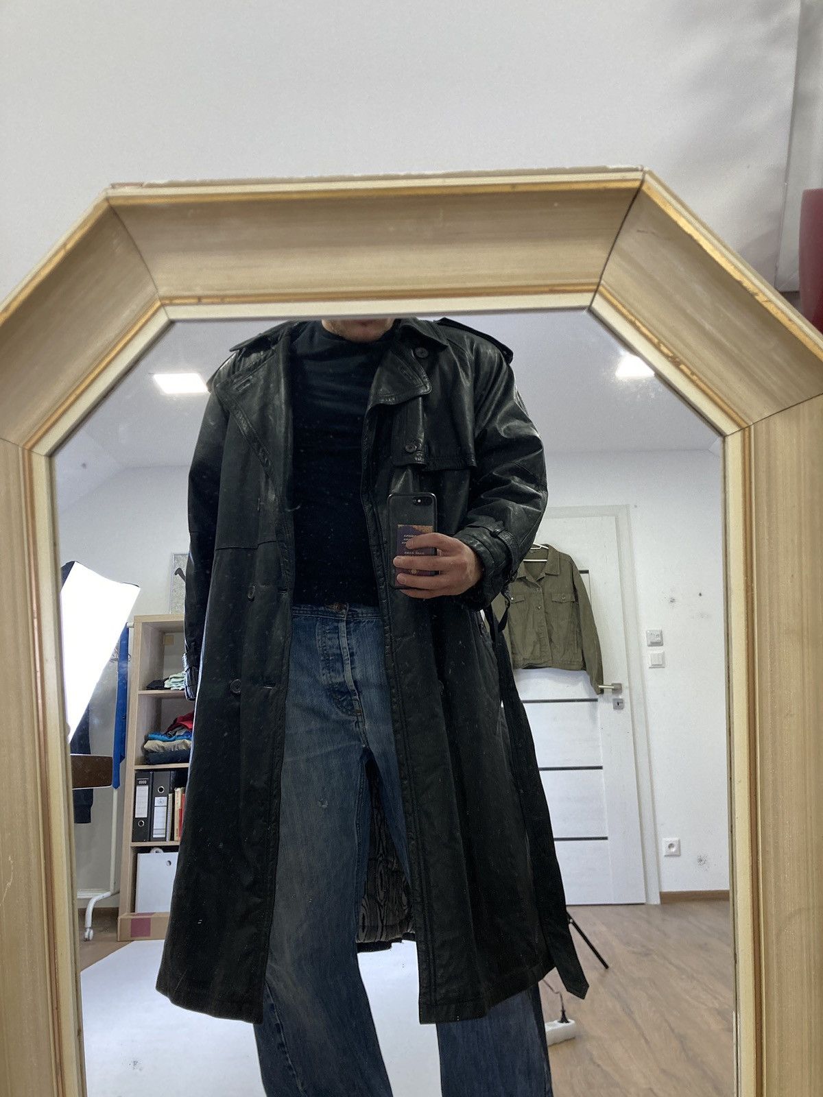 Image of Archival Clothing x Vintage Archive Opium Batman Matrix Leather Coat in Black, Men's (Size XL)