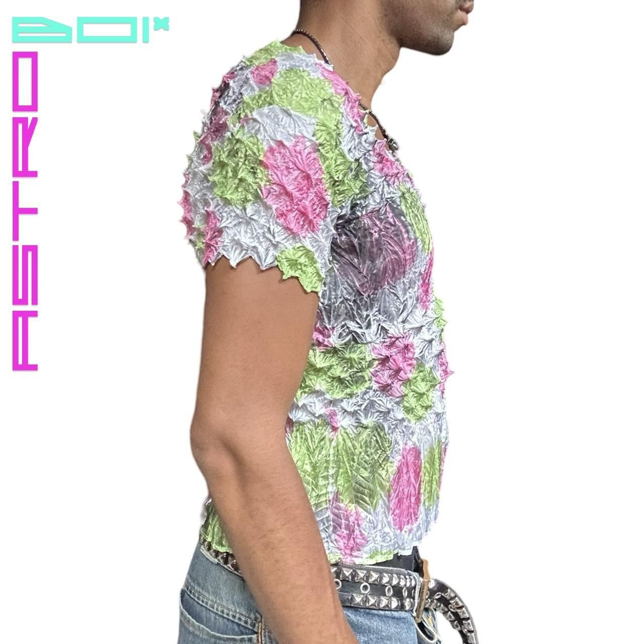 Other ASTROBOI Pink & Green Airbrushed Popcorn Pleated Top Size ONE SIZE - 2 Thumbnail
