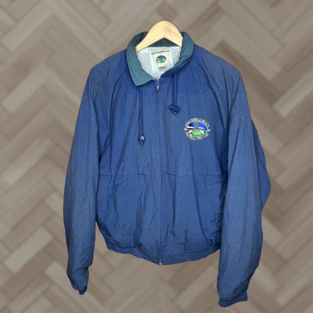 Vintage VINTAGE Pebble Beach ProAm Golf Windbreaker Jacket Regular Mens Medium Blue Nylon Full Zip Windbreaker Size US M / EU 48-50 / 2 - 1 Thumbnail
