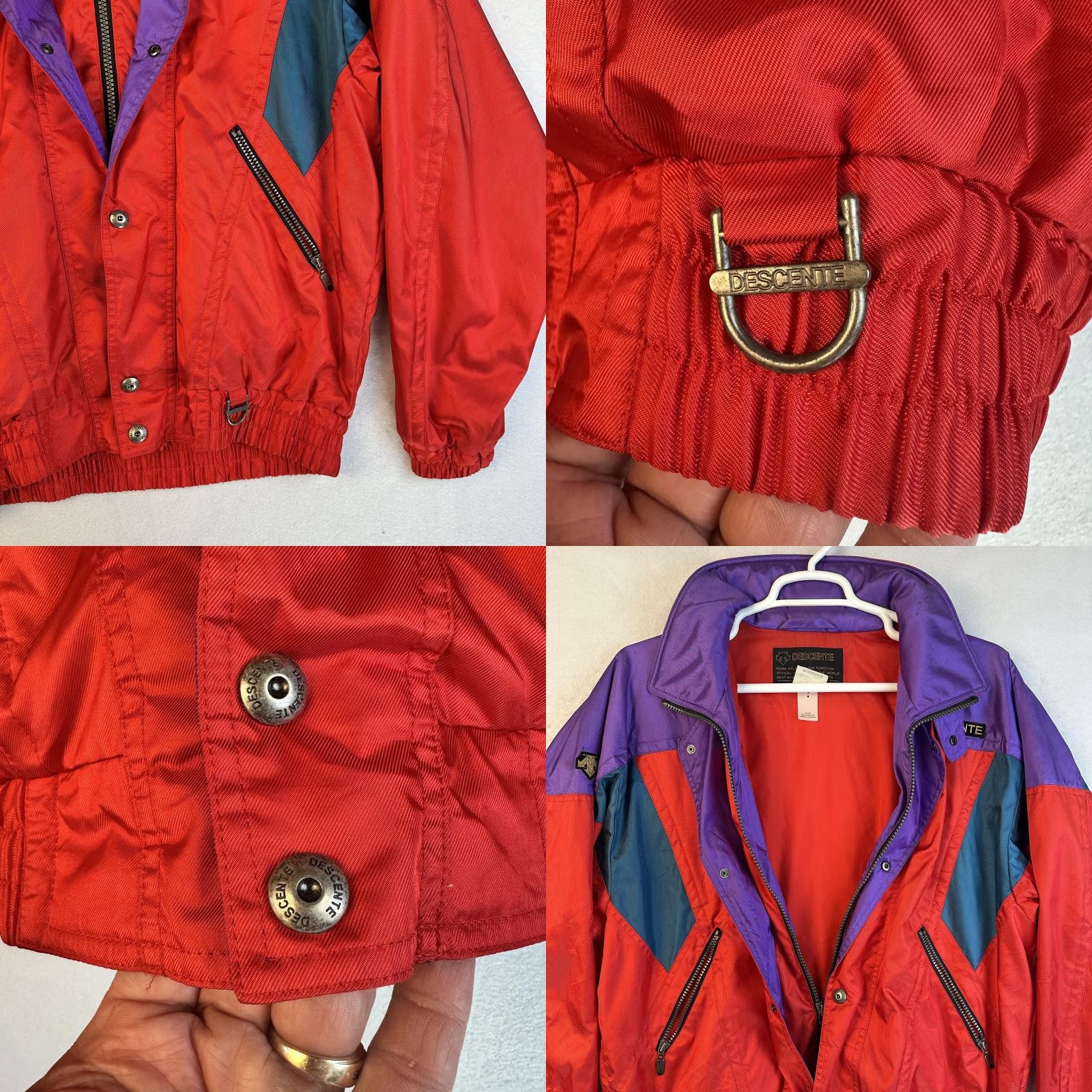 Vintage VINTAGE Descente Jacket Mens 52 Red Purple Entrant SC Ski Snow Stowaway Hood 90s Size US L / EU 52-54 / 3 - 8 Thumbnail