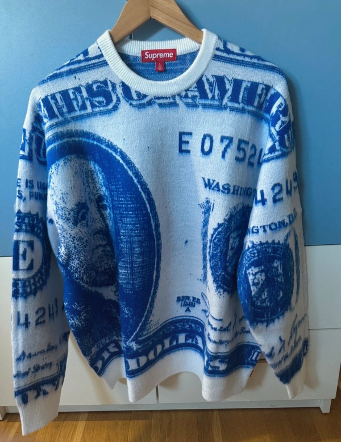 Supreme Money Sweater WHITE L Supreme - Supreme Money Sweater