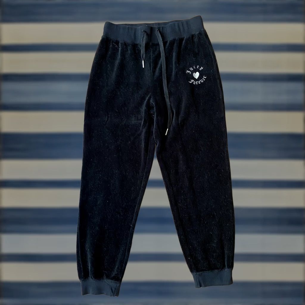 Juicy Couture VINTAGE Juicy Couture x Forever 21 Velour Jogger Sweatpants M Black Rhinestones Sweatpants Women Size 32" / US 10 / IT 46 - 1 Thumbnail