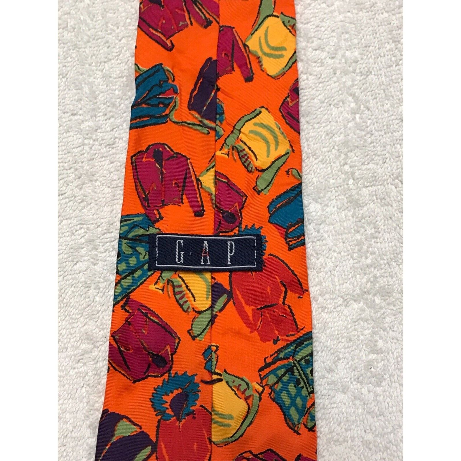 Gap Gap Orange Novelty 100% Silk Tie Necktie Jackets Outerwear Size ONE SIZE - 4 Thumbnail