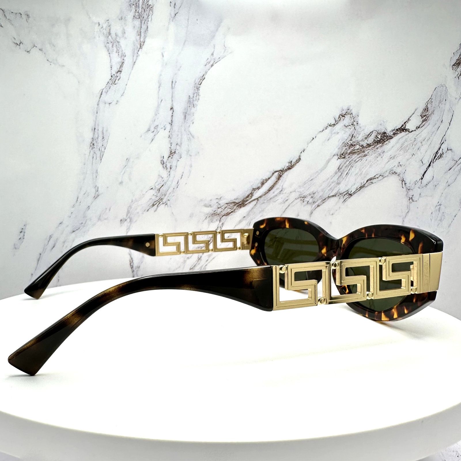 Versace New VERSACE Sunglasses Brown Gold Acetate & Metal Cat Eye Size ONE SIZE - 6 Thumbnail