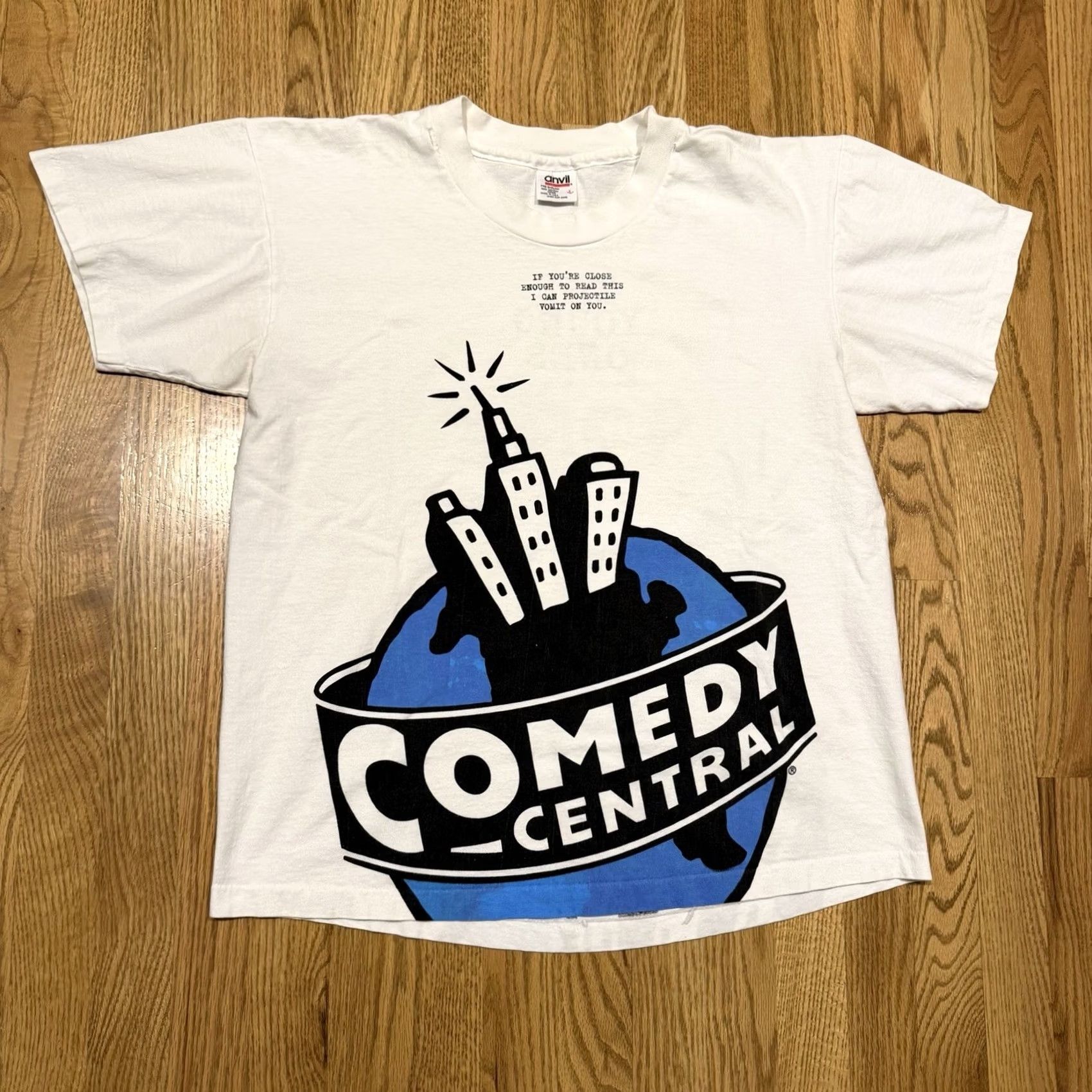 Anvil VINTAGE COMEDY CENTRAL TV Show THE YOUNG ONES Promo T Shirt Large White 1990s Graphic Tee Mens Size US L / EU 52-54 / 3 - 5 Thumbnail