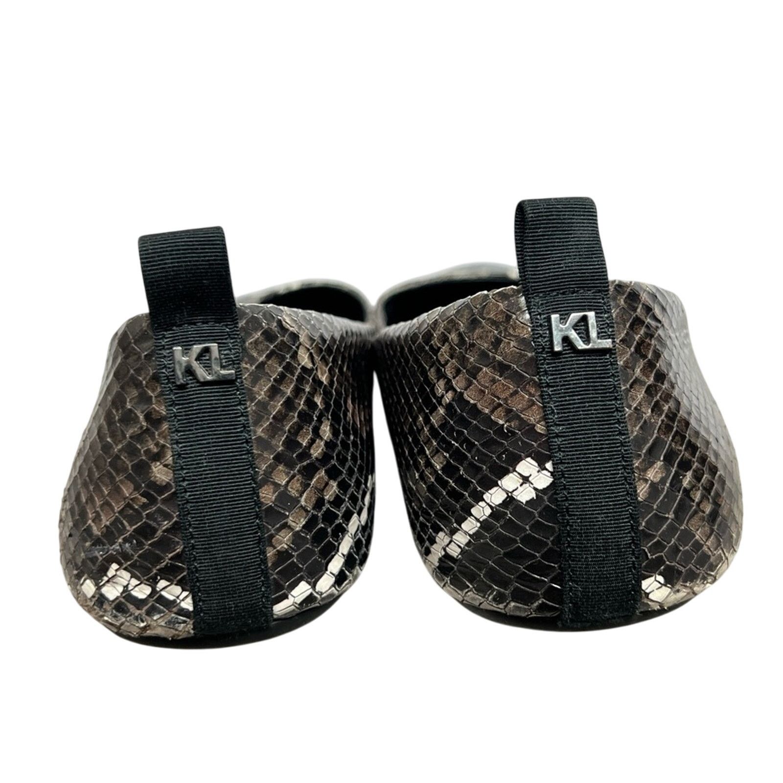 Karl Lagerfeld Karl Lagerfeld Vada Snakeskin Print Leather Ballet Flat 8.5 Size US 8.5 / IT 38.5 - 6 Thumbnail
