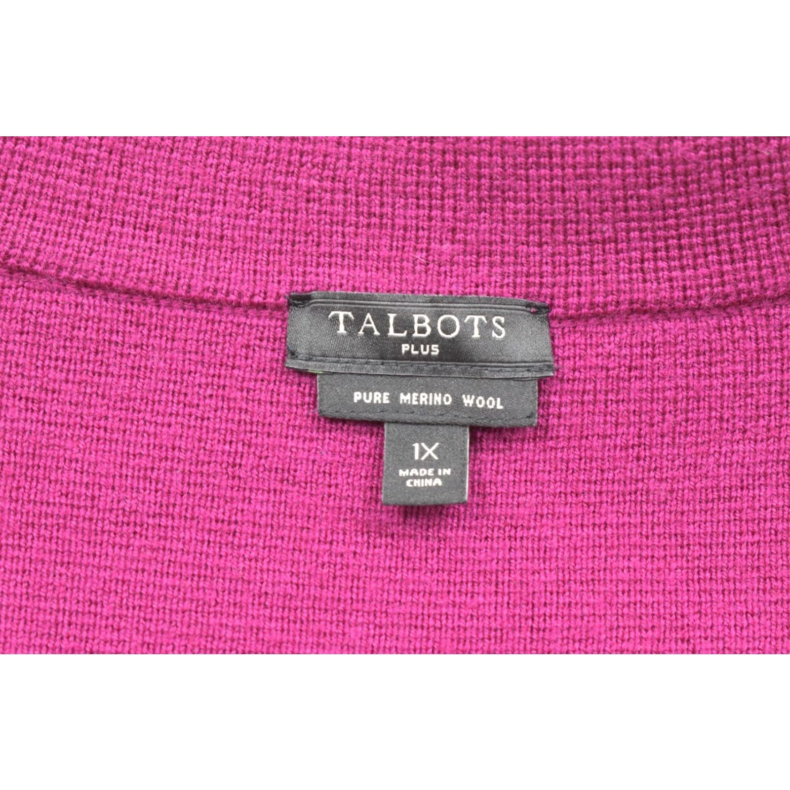 Talbots VINTAGE? No — Talbots Plus 1X Pure Merino Wool Knit Blazer Sweater Jacket Berry Pink 3-Button Cardigan Sweatshirt? Size XL / US 12-14 / IT 48-50 - 7 Thumbnail