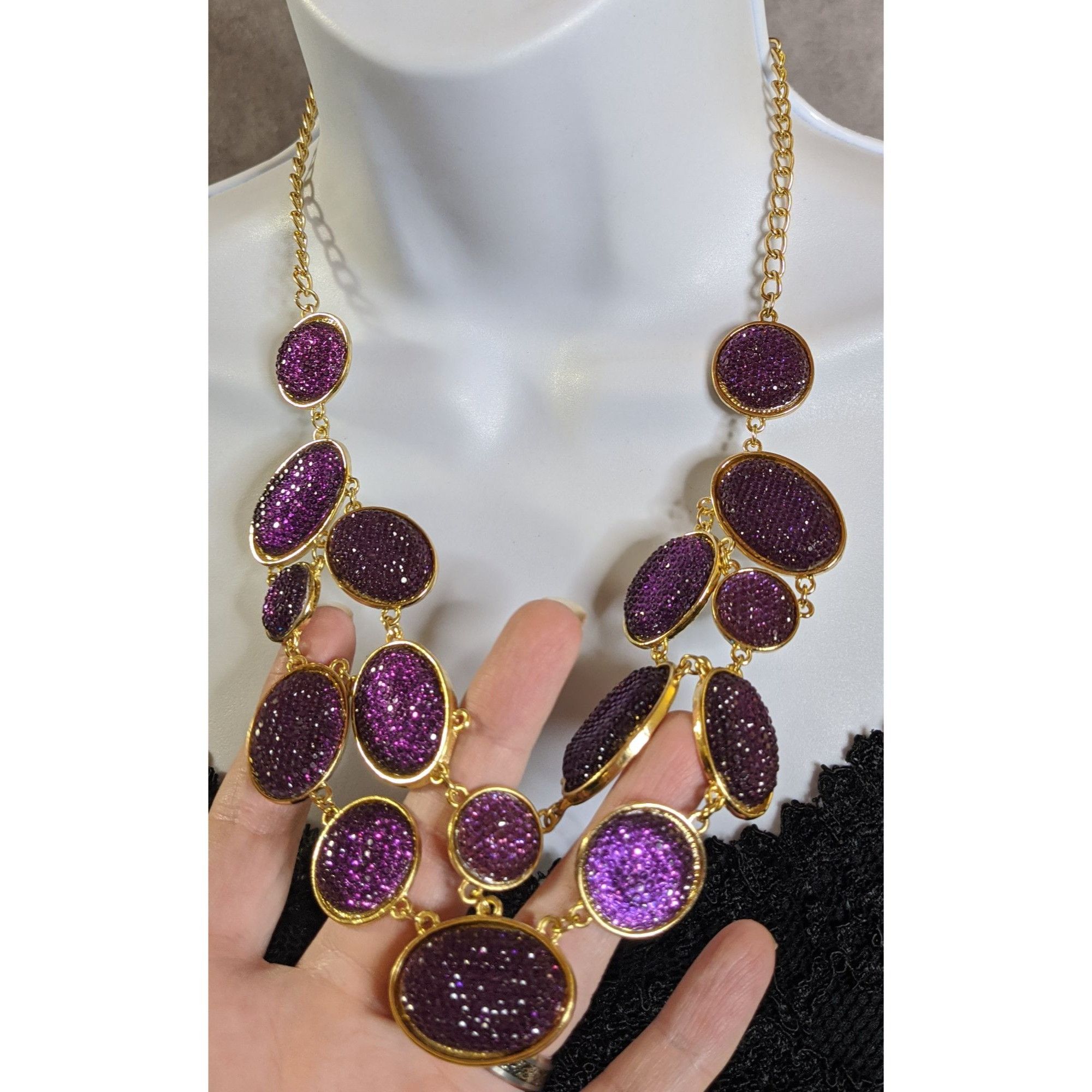 Other Purple Sparkle Jelly Gold-Tone Necklace Size ONE SIZE - 2 Thumbnail