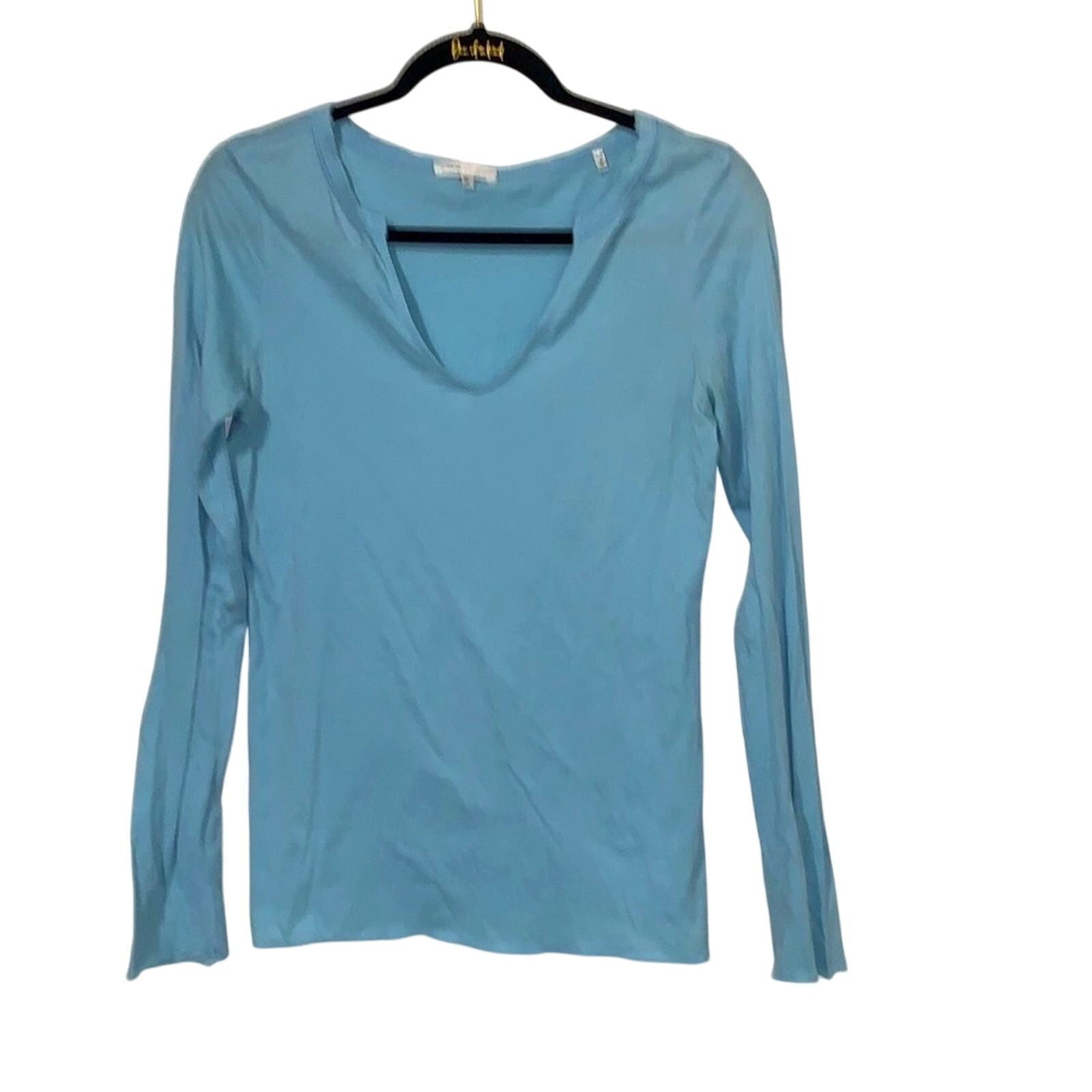 Vince VINCE Light Blue Long Sleeve 100% Cotton Top M Size M / US 6-8 / IT 42-44 - 6 Thumbnail