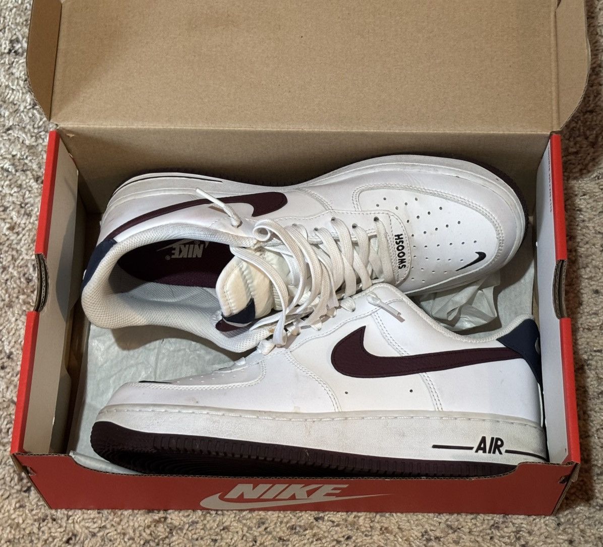 Nike 2019 Air Force 1 '07 LV8 'White Night Maroon' Size US 9.5 / EU 42-43 - 2 Thumbnail
