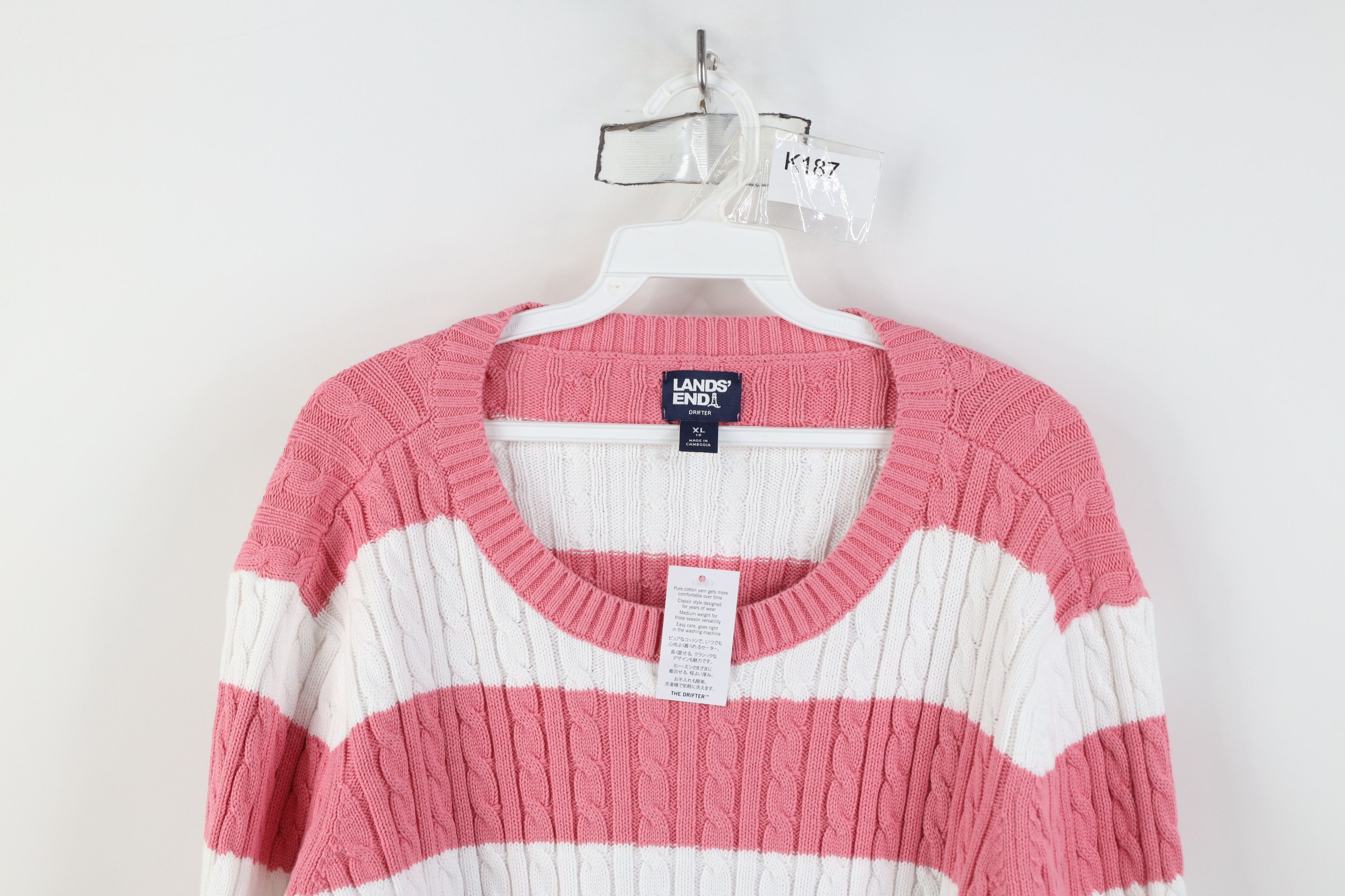 Lands' End Vintage Lands End Ribbed Chunky Cable Knit Crewneck Sweater Size XL / US 12-14 / IT 48-50 - 2 Thumbnail
