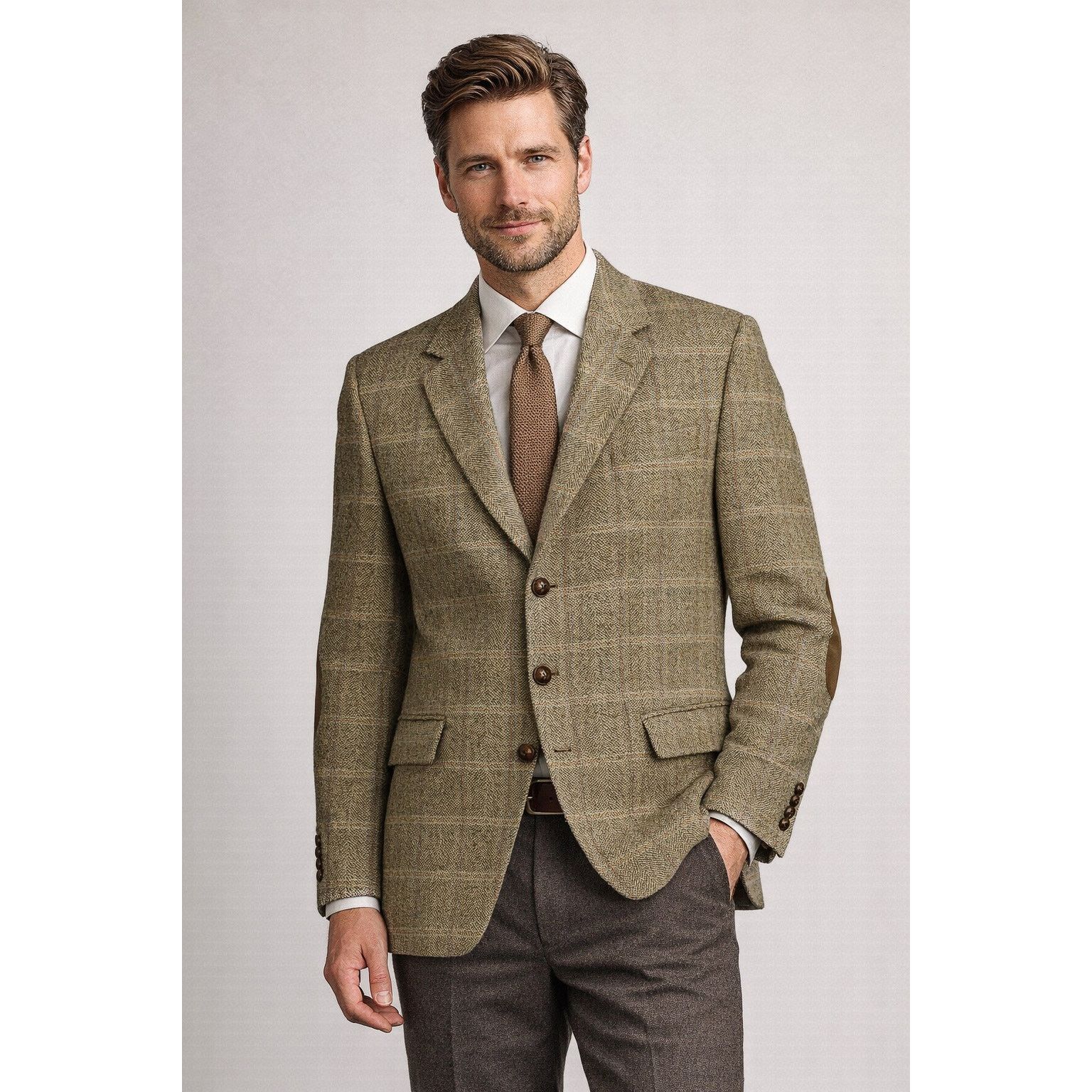 Harris Tweed Harris Tweed Mario Barutti Light Brown Blazer, US 42S, EU 26 Size 42S - 3 Thumbnail